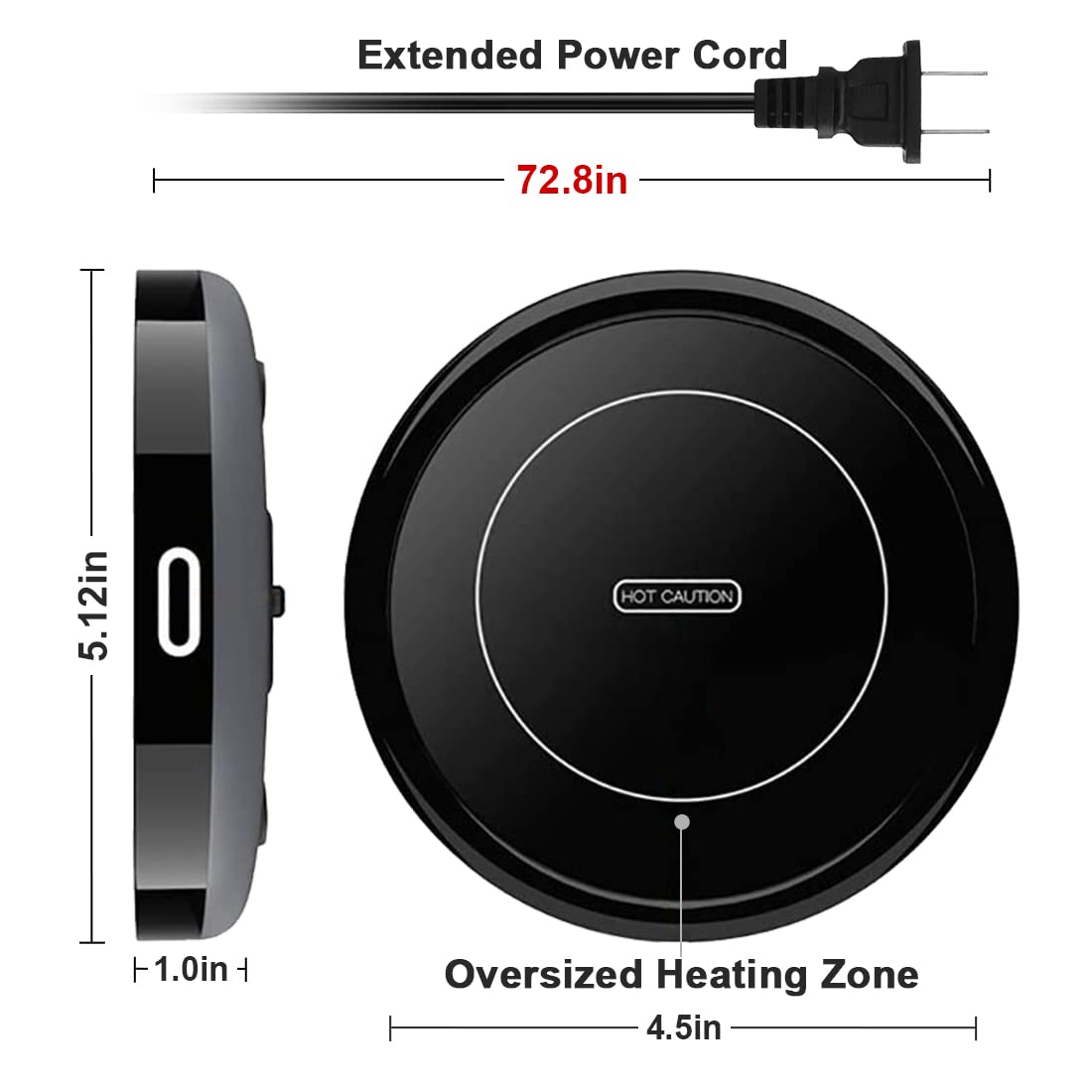BestInkKits Smart Coffee Cup Warmer Set - Auto On/Off Gravity-Induction Mug Warmer for Office & Home Use, 14oz Wax Warmer Heating Plate (Up to 131°F/55°C) - Perfect for Keeping Coffee, Tea, or Wax Melts Warm at Your Desk