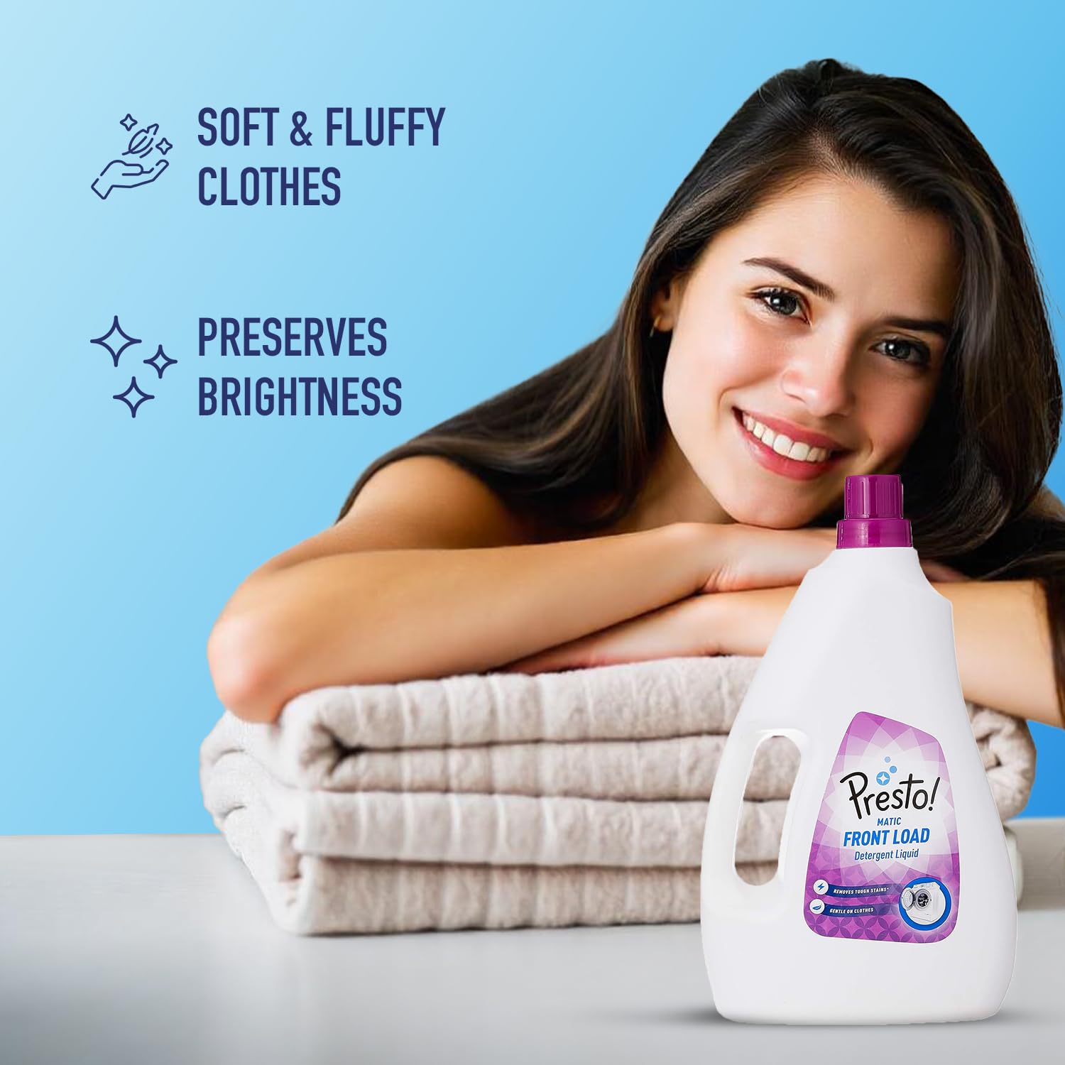 Presto! Matic Front Load Liquid Laundry Detergent - 2L Bottle | High-Efficiency HE Washer Safe | For Fresh & Clean Clothes | Perfect for Families & Large Loads