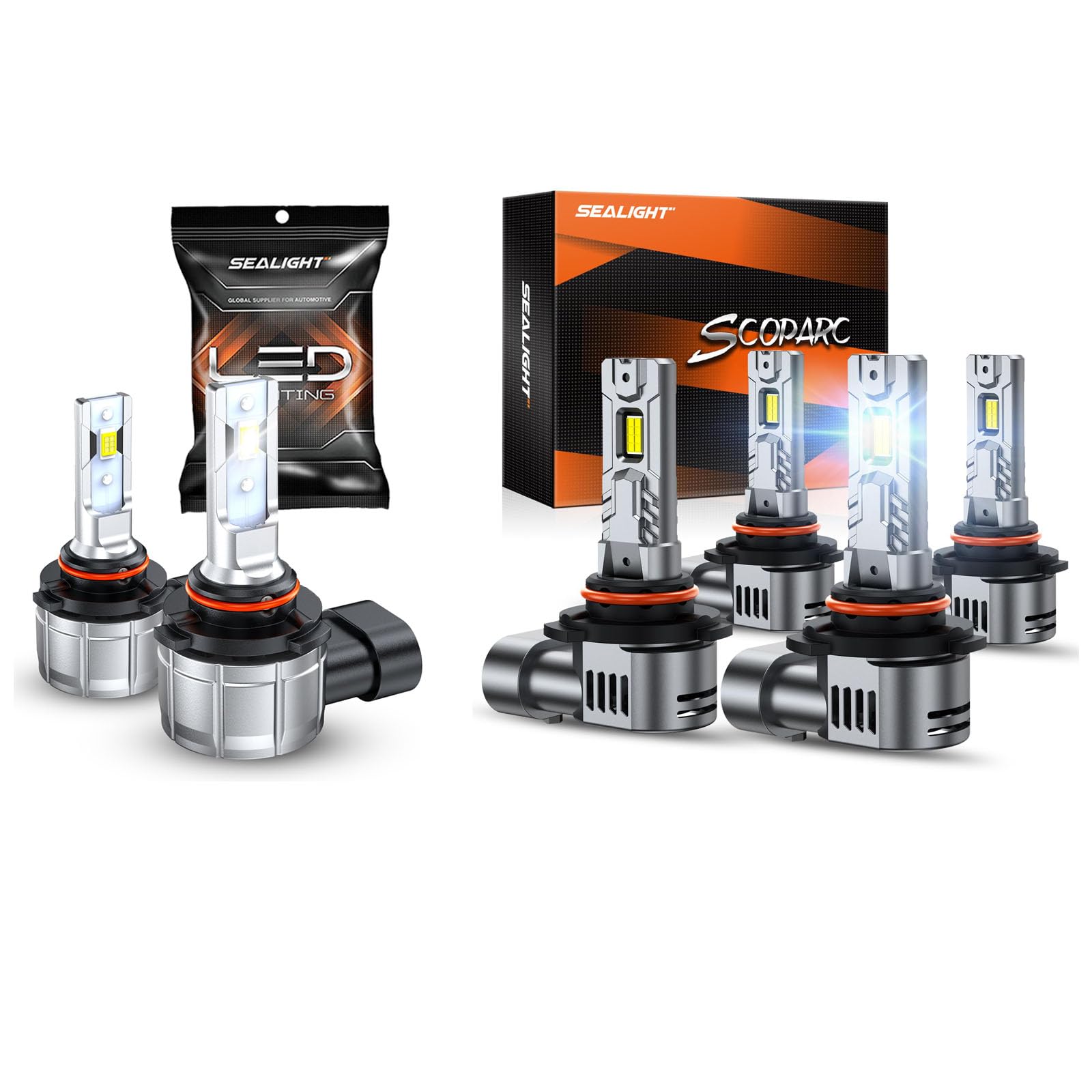 9005 9006 H10 LED Fog Light Bulbs Combo Bundle - 600% Brighter 6500K Cool White, Mini Size 1:1 Replacement for 9040 9045 9140 9145 - Perfect for Car DRL & Fog Lights in Low Visibility Conditions