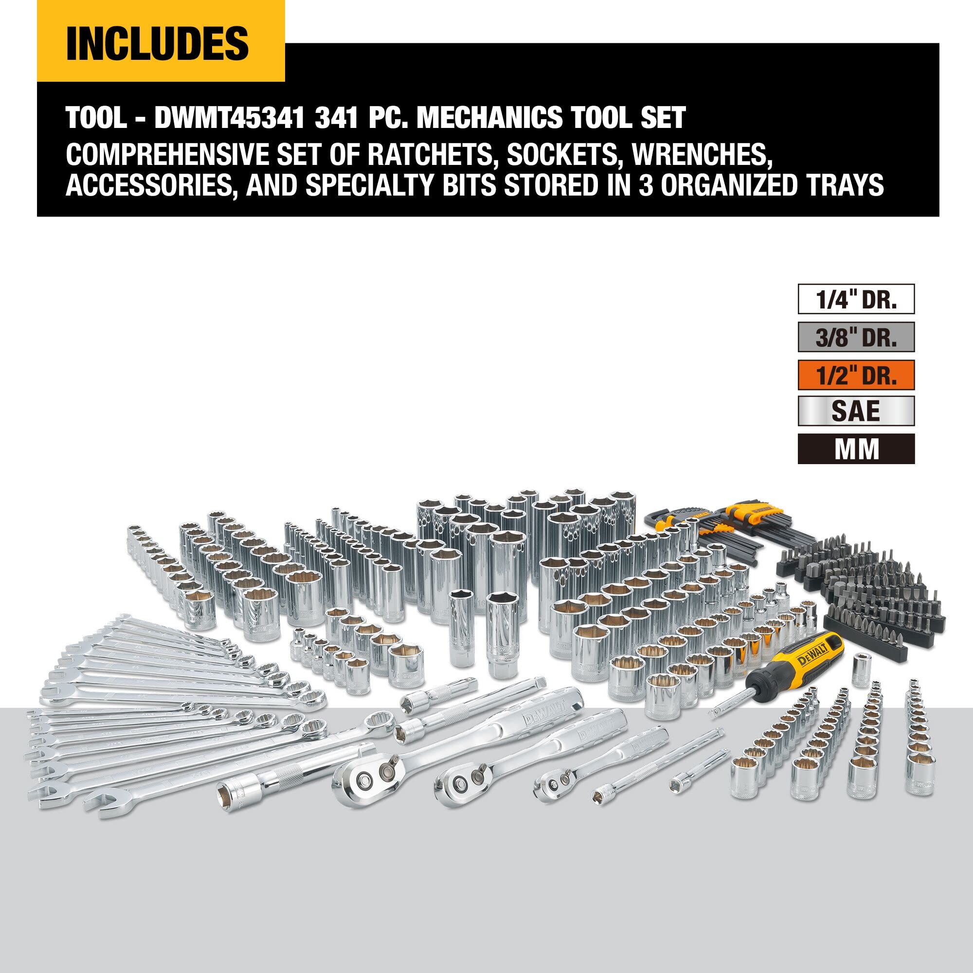 DEWALT 341-Piece Mechanics Tool Set with 1/4