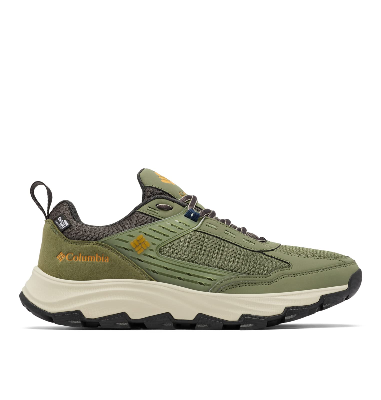 Columbia Men's Hatana Max OutDry Hiking Shoes - Waterproof Trail Running Shoes for Men, Mosstone/Golden Yellow, Size 8.5 | Perfect for Outdoor Adventures, Hiking & Backpacking