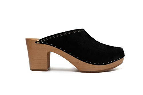 Handmade Swedish Clogs for Women - Suede Leather High Heel Sandals | Comfortable & Stylish Summer Footwear for Beach, Office & Casual Outings