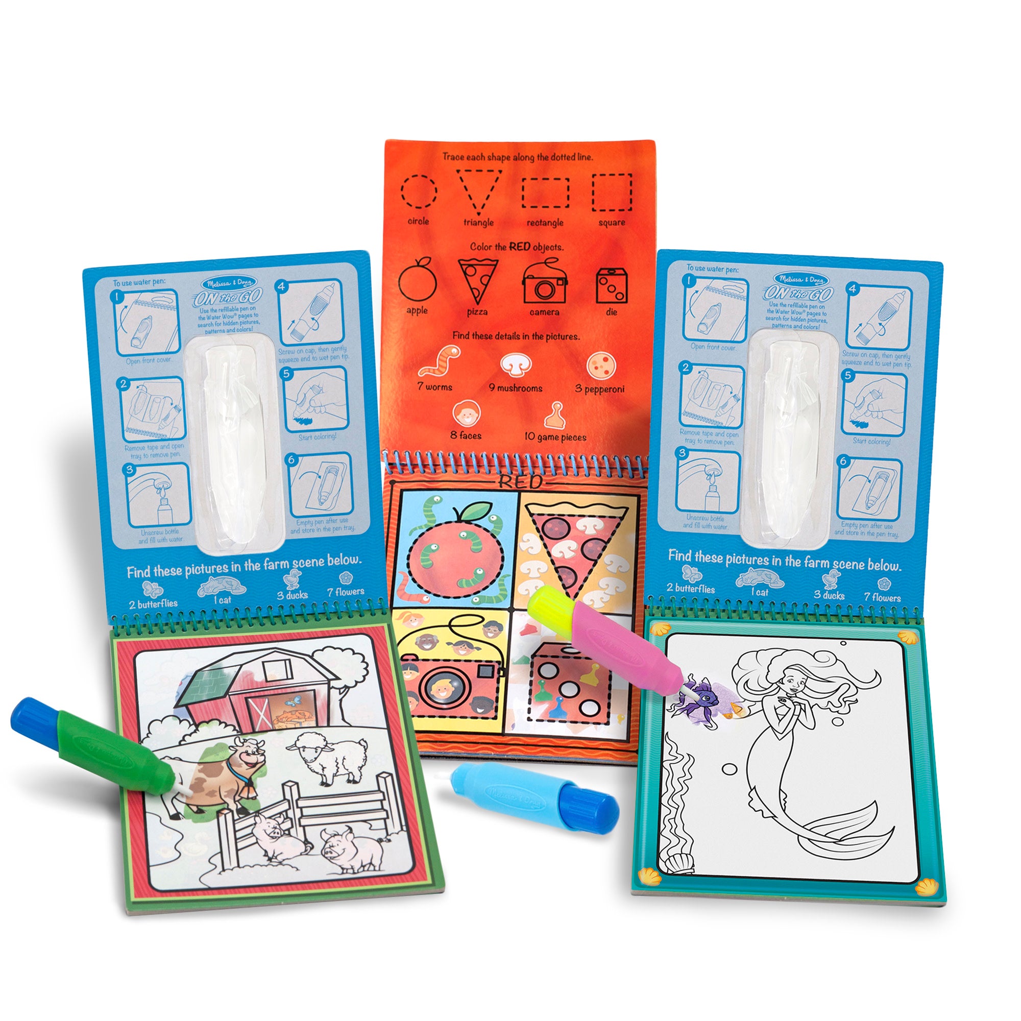 Water Wow!® 3-Pack Reusable Water Reveal Activity Books - Colors & Shapes, Fairy Tales, Animals for Kids | Travel, Restaurant & Learning Fun