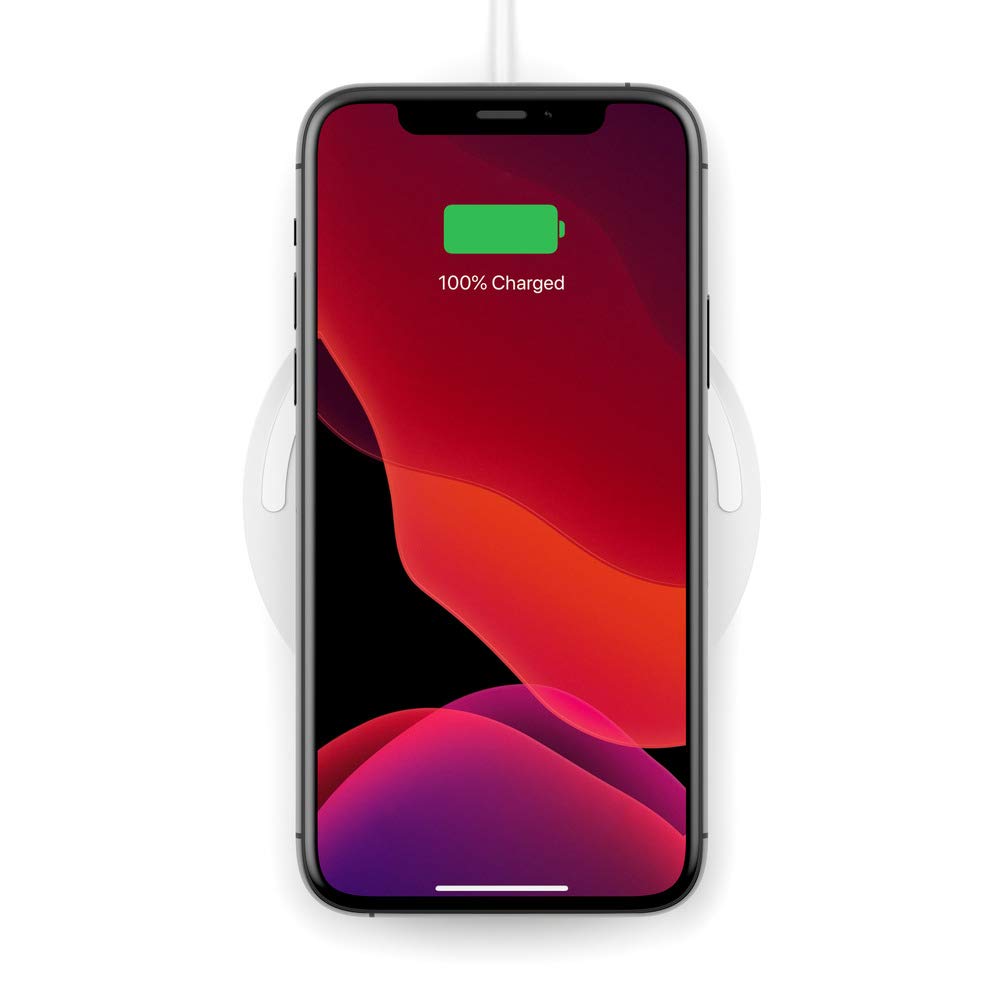 Belkin 10W Qi-Certified Wireless Charging Pad - Fast Wireless Charger for iPhone 15/14/13, Samsung Galaxy S23/S22, AirPods Pro - Compatible with All Qi-Enabled Devices - Perfect for Home, Office & Nightstand Charging While Streaming Music & Videos - White