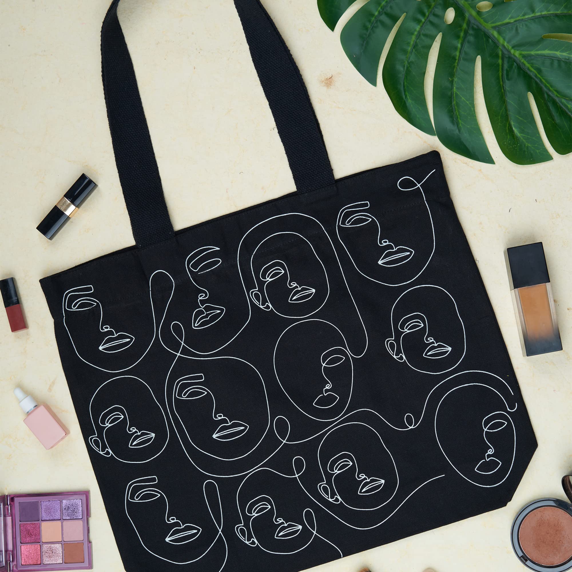 DOODLE Premium Canvas Tote Bag for Women - Zippered Top with Inner Pockets - Stylish & Durable Handbag for Shopping, Work, Travel & Everyday Use - Perfect Work Tote, Commuter Bag & Grocery Shopping Essential