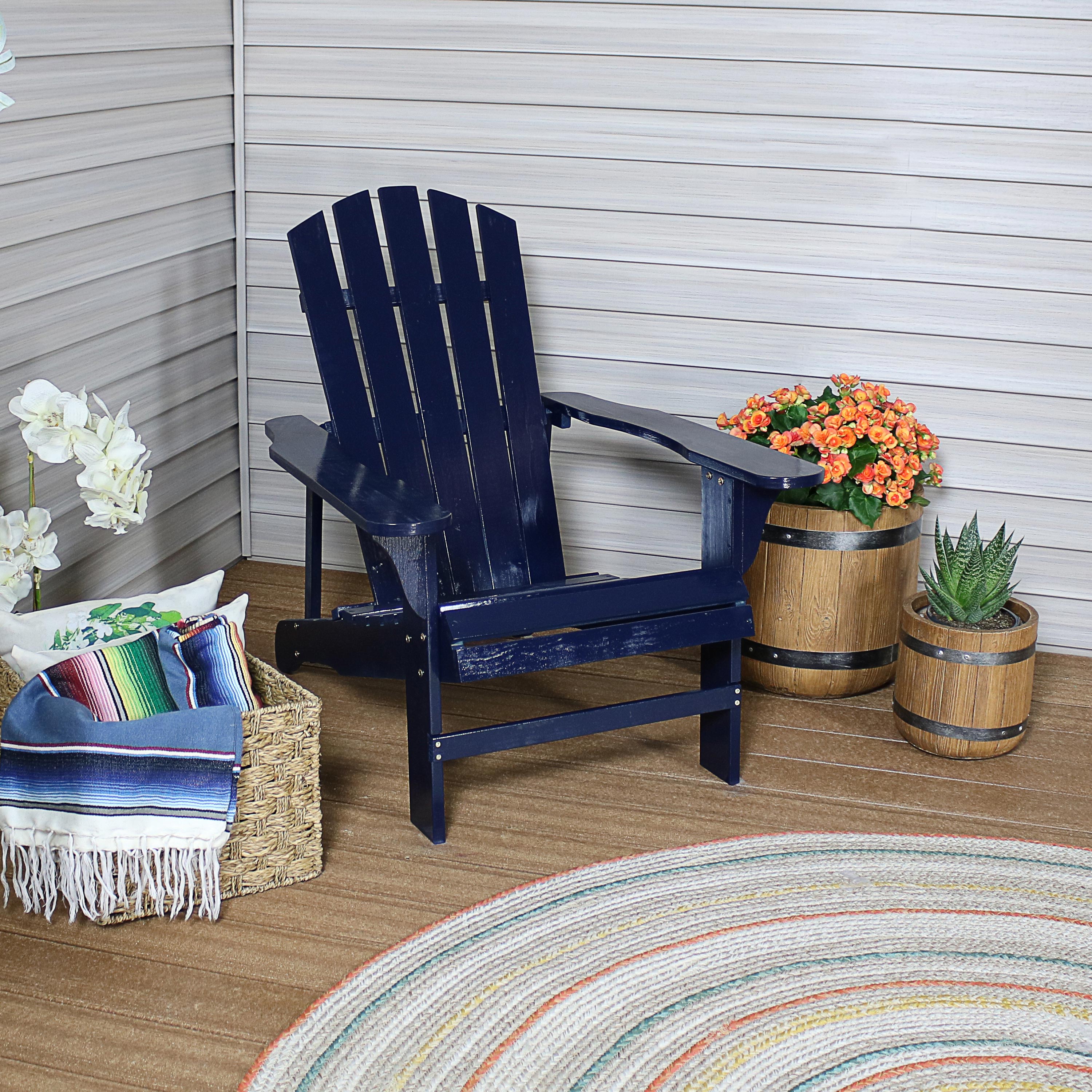 Coastal Bliss Wooden Adirondack Chair - Weather-Resistant Outdoor Patio Furniture for Beach, Garden & Backyard Relaxation
