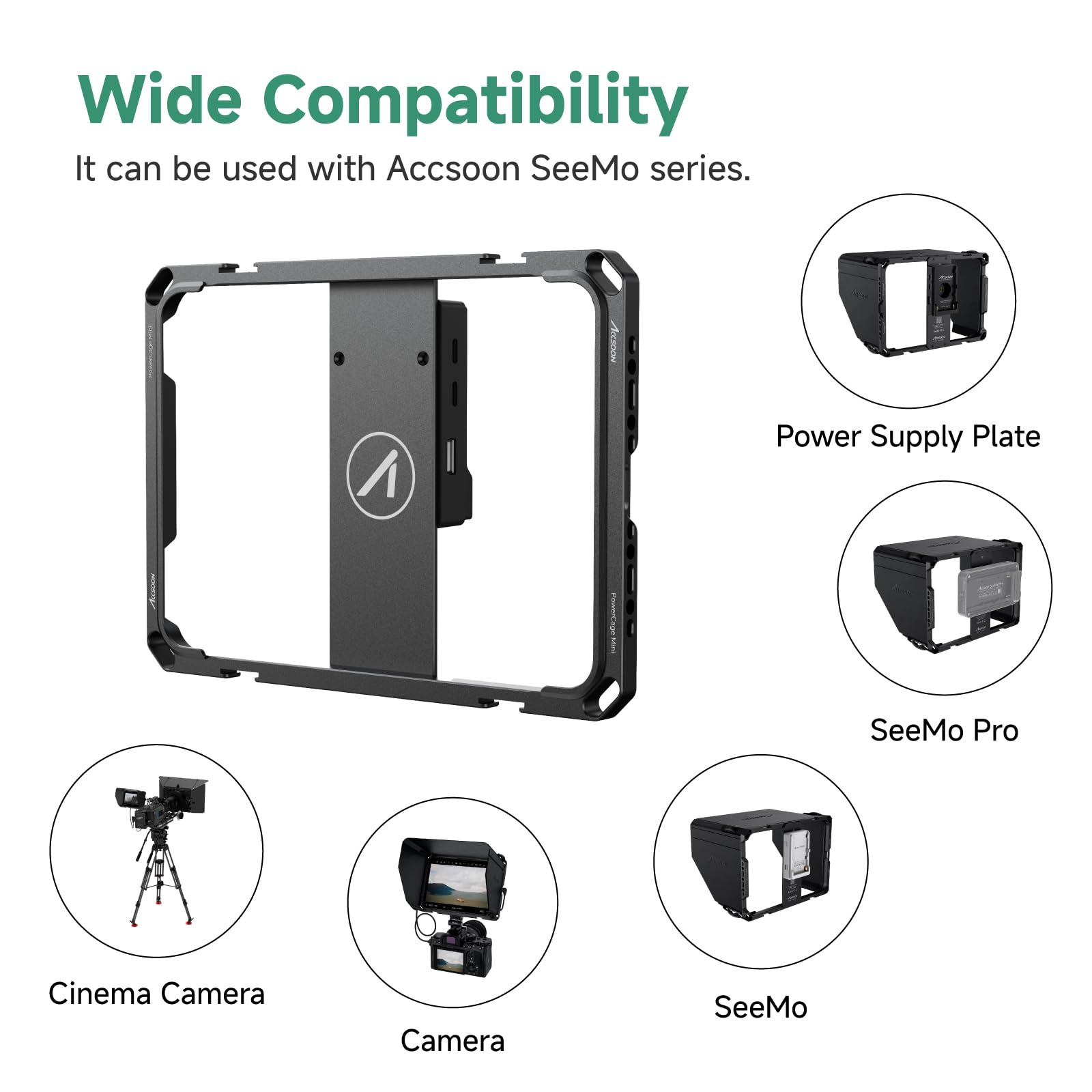 Accsoon PowerCage Mini for iPad Mini 6/Mini 7 (A17 Pro) - 8.3 Inch Protective Cage with Sun Hood & NP-F Battery Adapter | Keep iPad Charged | Compatible with SeeMo/SeeMo Pro/Nano | Perfect for Outdoor Video Recording, Vlogging & Live Streaming