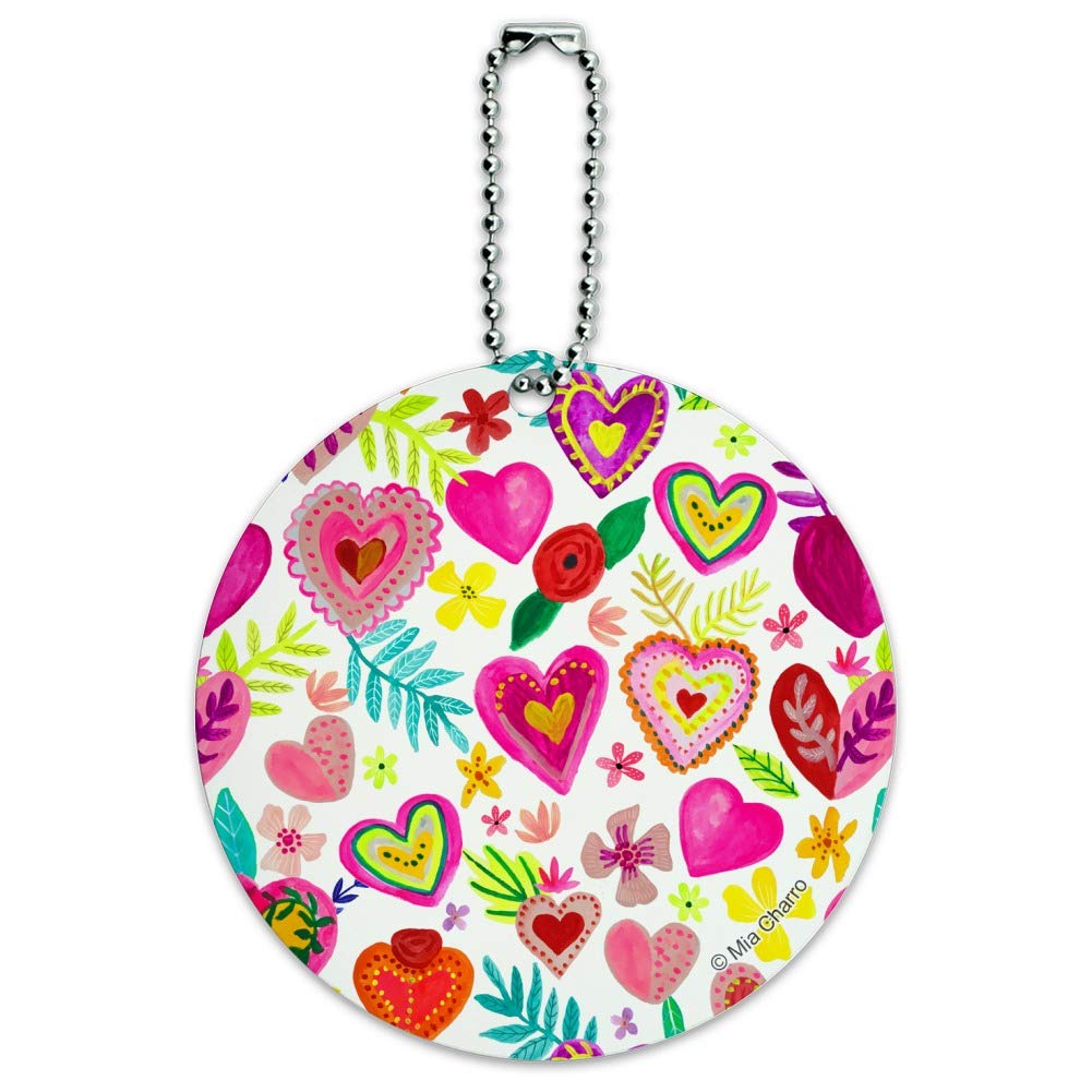 Colorful Hearts Valentine's Day Luggage ID Tag - Round Suitcase Name Tag for Carry-On Bags - Perfect for Travel, Gifts & Personalization
