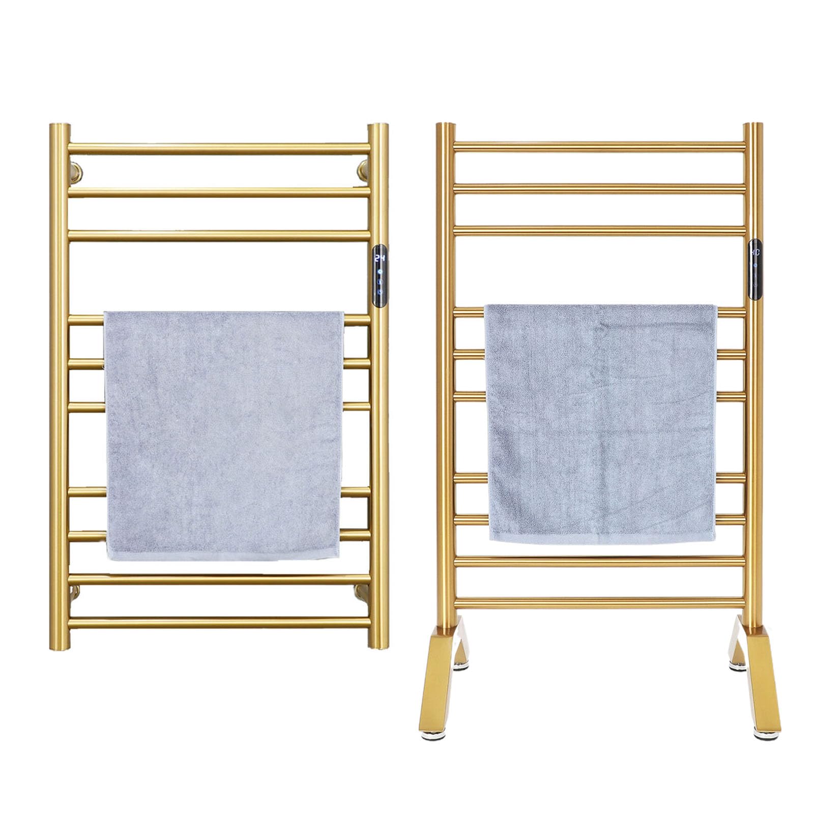 Premium 304 Stainless Steel Electric Towel Warmer - Free Standing & Wall Mounted Heated Towel Rack for Bathroom with 10 Bars & Built-in Timer | Fast Warming Bath Towel Heater for Spa, Luxury Hotels & Cozy Home Use