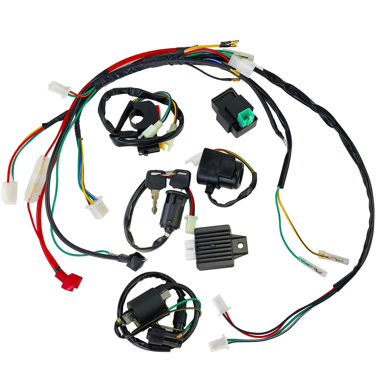 High-Performance Electric Wiring Harness Kit with CDI Ignition Coil for 4-Stroke ATVs (50cc, 110cc, 125cc) - Perfect for Off-Road Adventures & ATV Maintenance