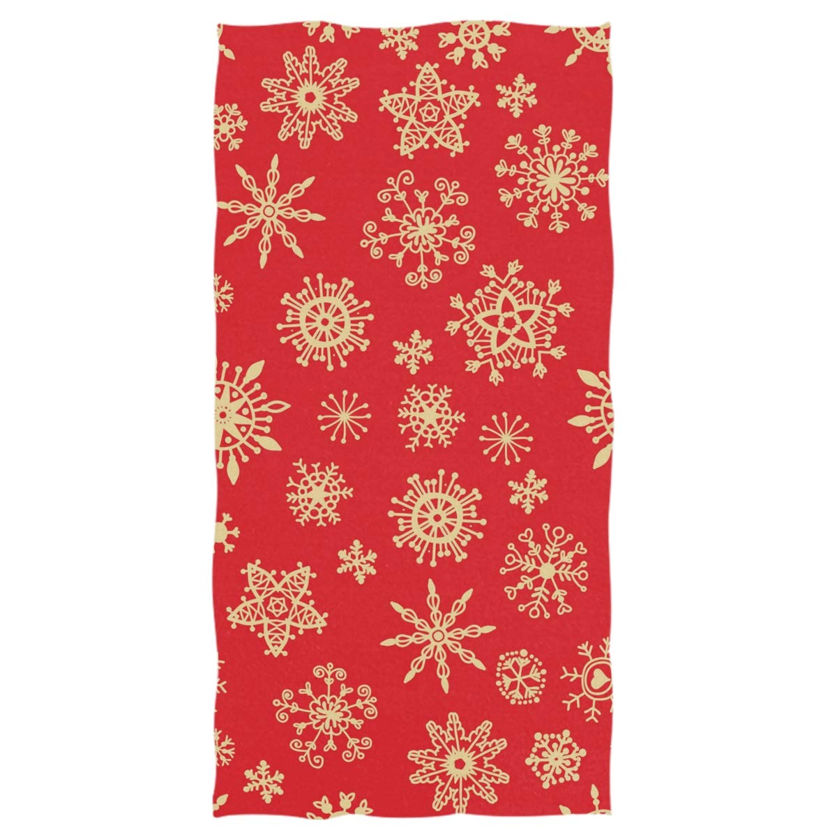 Snowflake Gold Red Hand Towels 16x30 Inch - Ultra Soft & Highly Absorbent Christmas Winter Bathroom Towels - Perfect for Holiday Decor, Guest Bathrooms & Festive Gift Giving