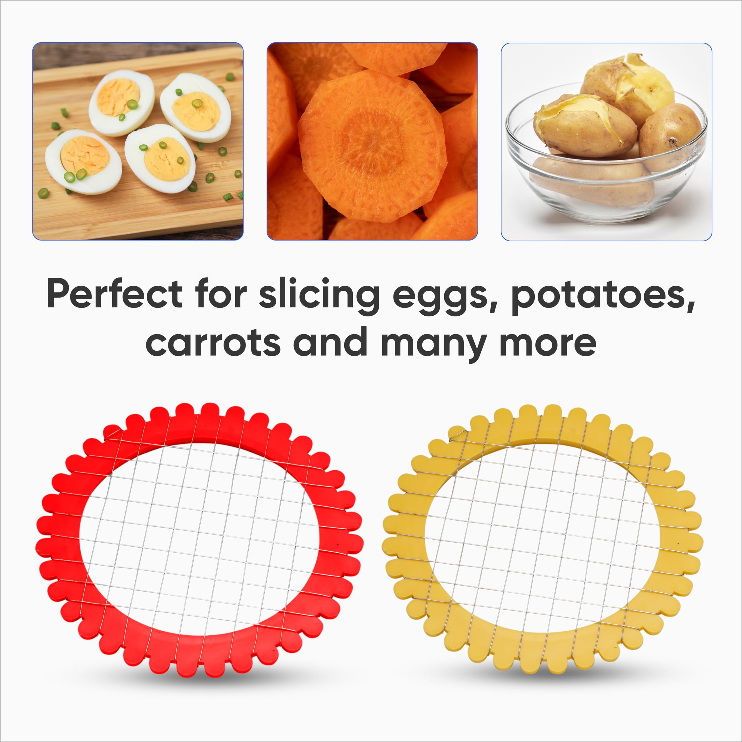 Premium Egg Dicer & Vegetable Chopper - Manual Wire Egg Slicer for Hard Boiled Eggs, Carrots, Potatoes & Fruits | Perfect for Egg Salad, Meal Prep & Healthy Snacks