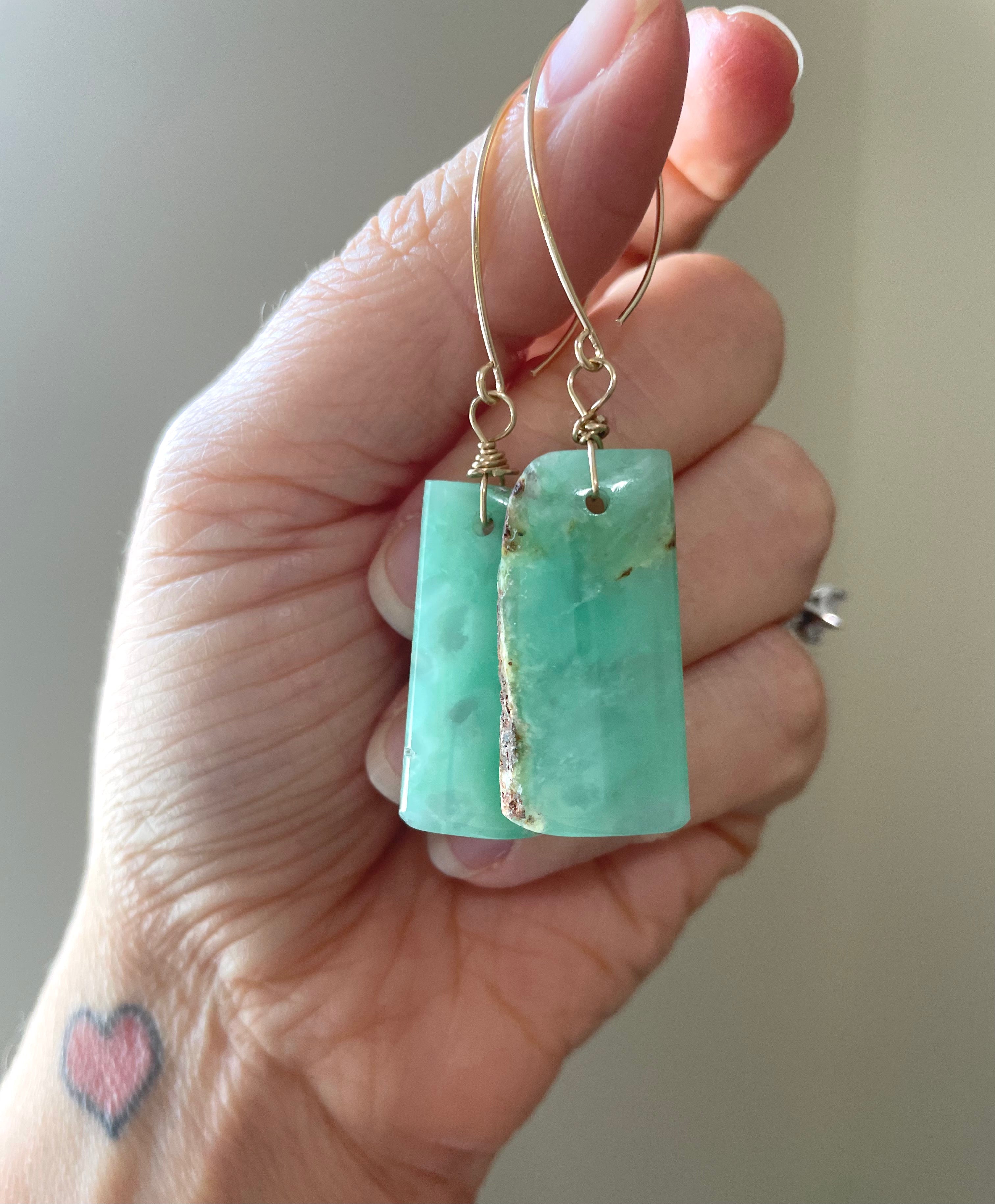 Green Chrysoprase Gold Filled Statement Crystal Gemstone Earrings for Women | Elegant Dangle Drop Earrings for Party, Wedding & Special Occasions