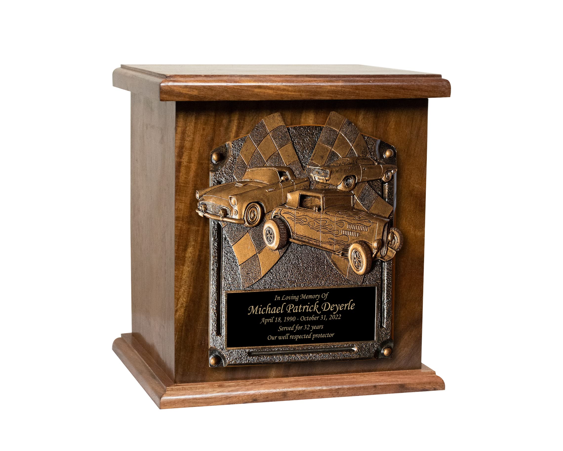 Handcrafted Wooden Muscle Car Cremation Urn - Personalized Engraved Memorial Urn for Car Enthusiasts & Collectors | Perfect for Funeral Services, Memorial Displays & Honoring Automotive Passions