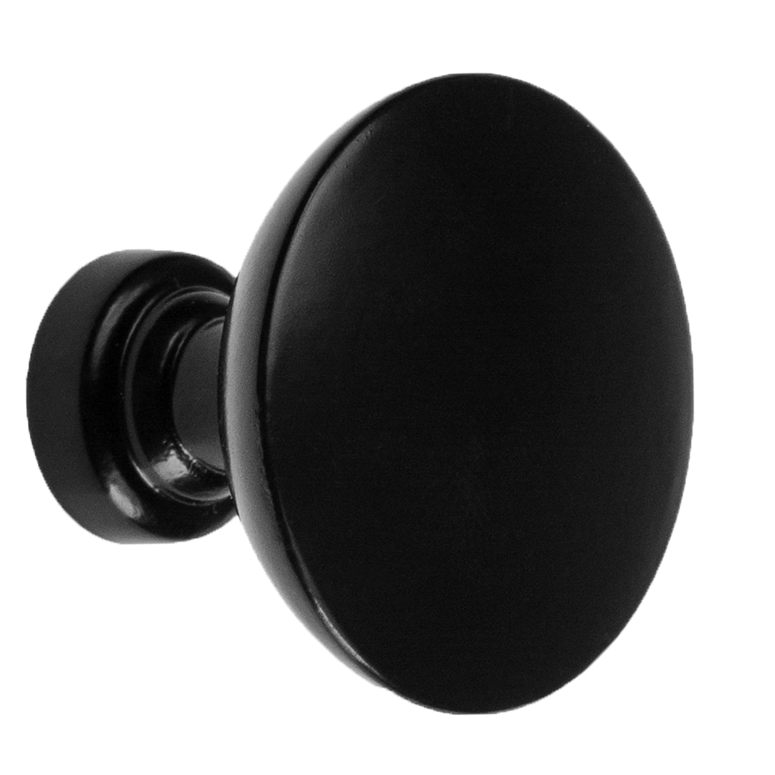 Ilyapa 25-Pack Flat Black Round Kitchen Cabinet Knobs - Matte Black Drawer Handles for Cabinets & Furniture - Perfect for Modern Kitchens, Bathrooms & Office Storage