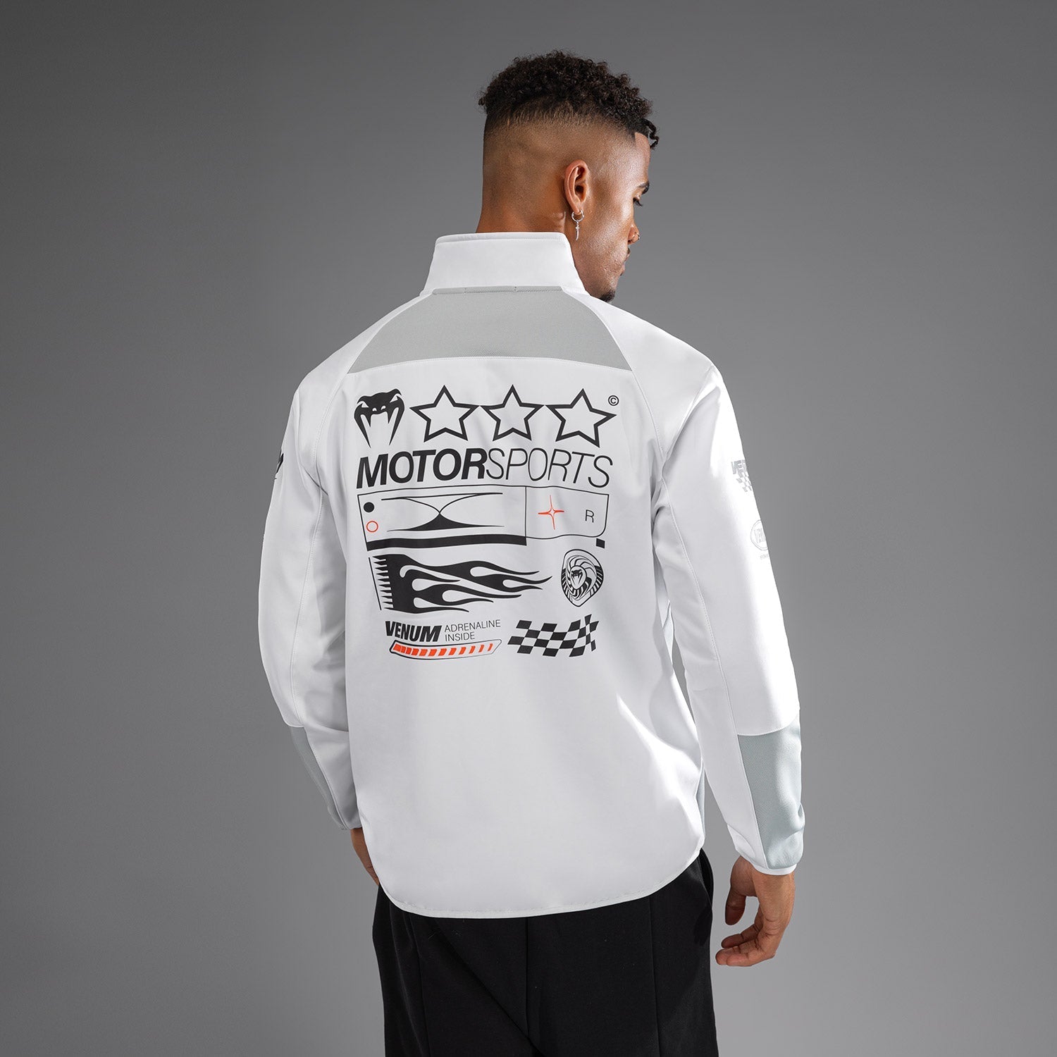 Venum Motorsport Softshell Jacket - Windproof & Water-Resistant Winter Jacket for Men (Snow White) - Perfect for Motorcycle Riding, Outdoor Sports & Cold Weather Activities