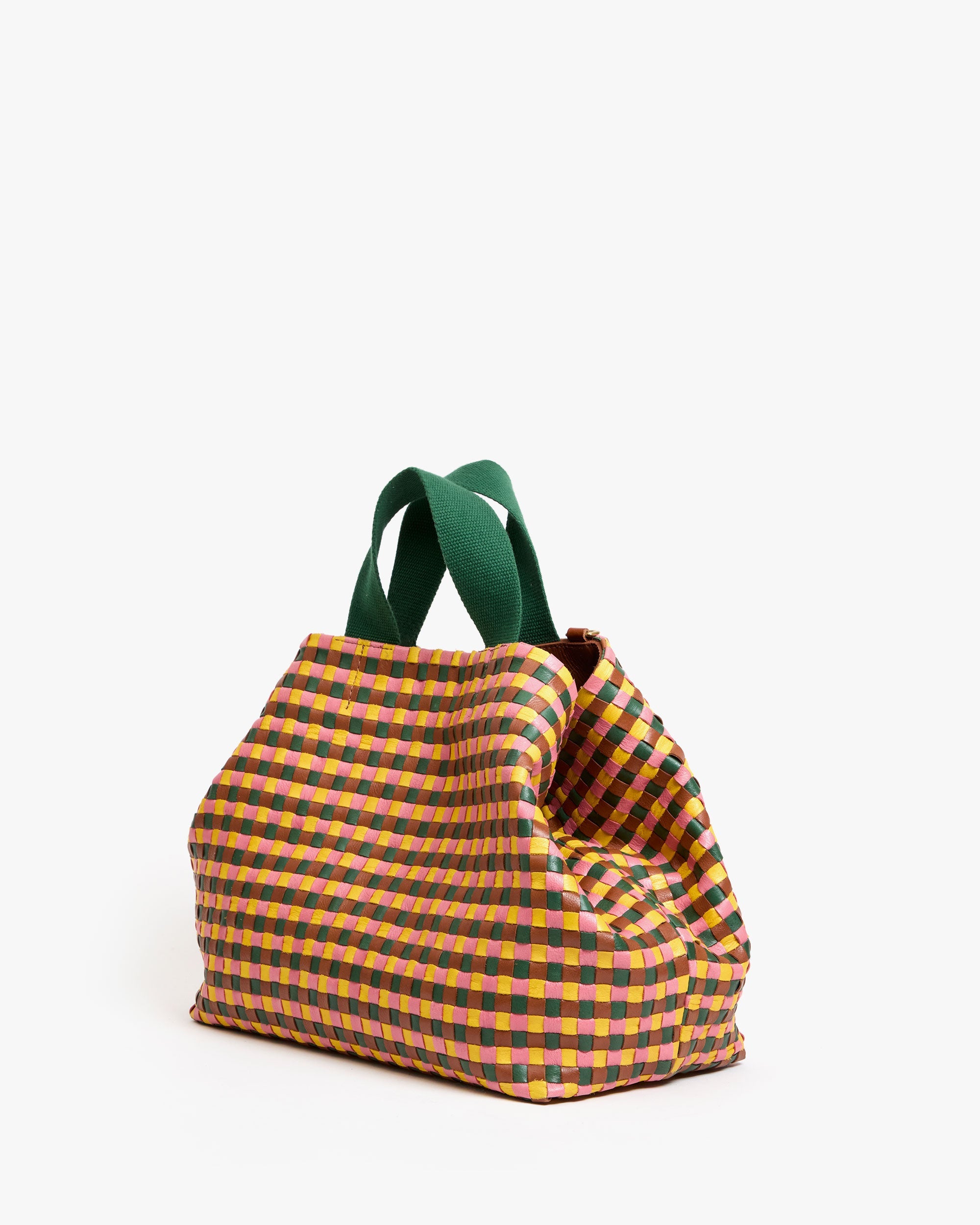 Stylish Bateau Tote Bag - Multi Woven Checker Pattern - Perfect for Beach, Shopping & Daily Use