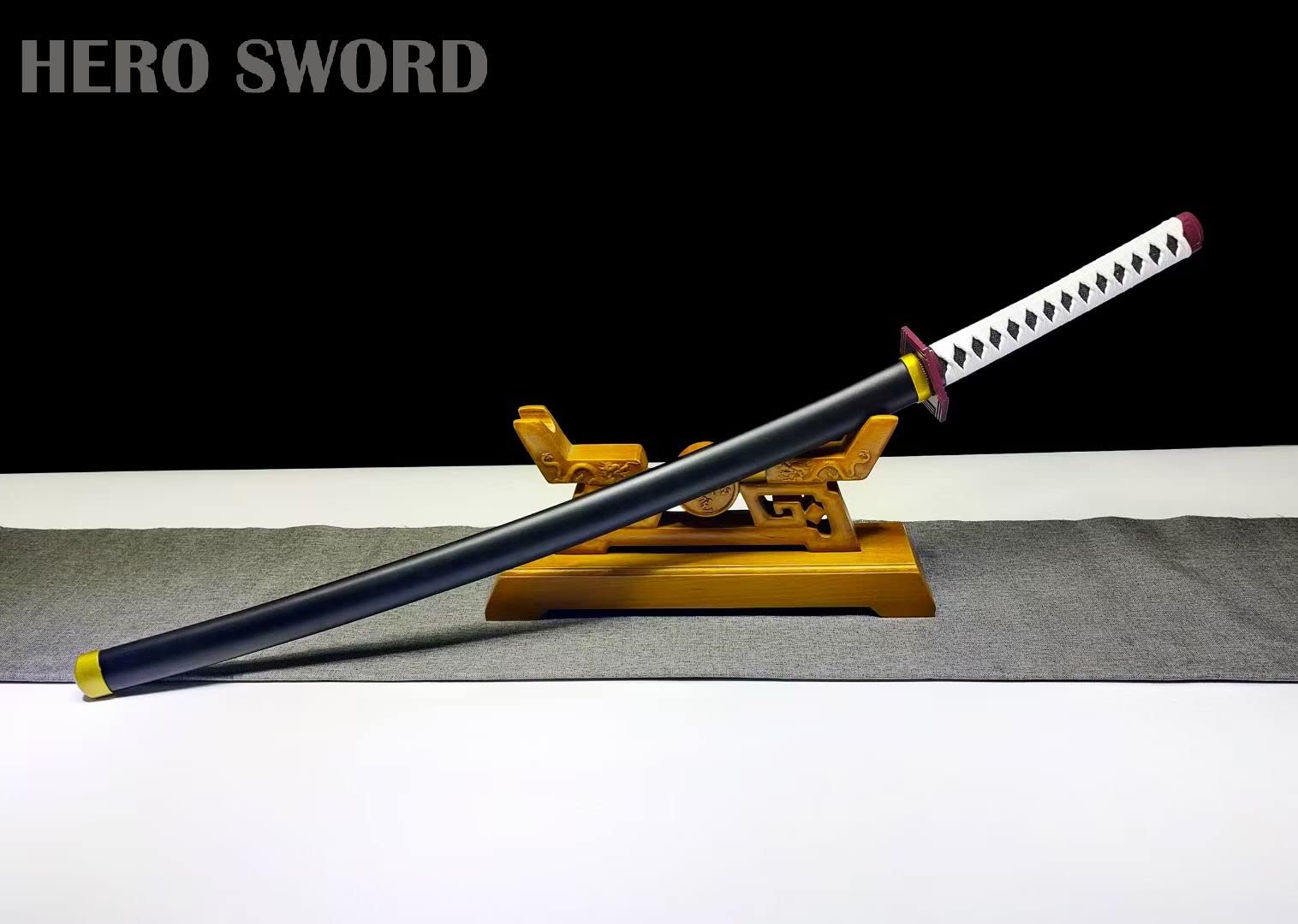 Handmade 1095 High Carbon Steel Demon Slayer Katana Sword - Agatsuma Zenitsu Cosplay Knife, Sharp Japanese Anime Sword Real Weapon for Collection, Display & Cosplay Events | Perfect for Anime Fans, Martial Arts Training & Home Decor