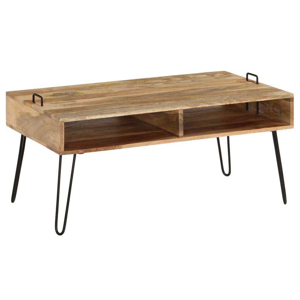 Modern Coffee Table with Storage - Solid Mango Wood 39.4