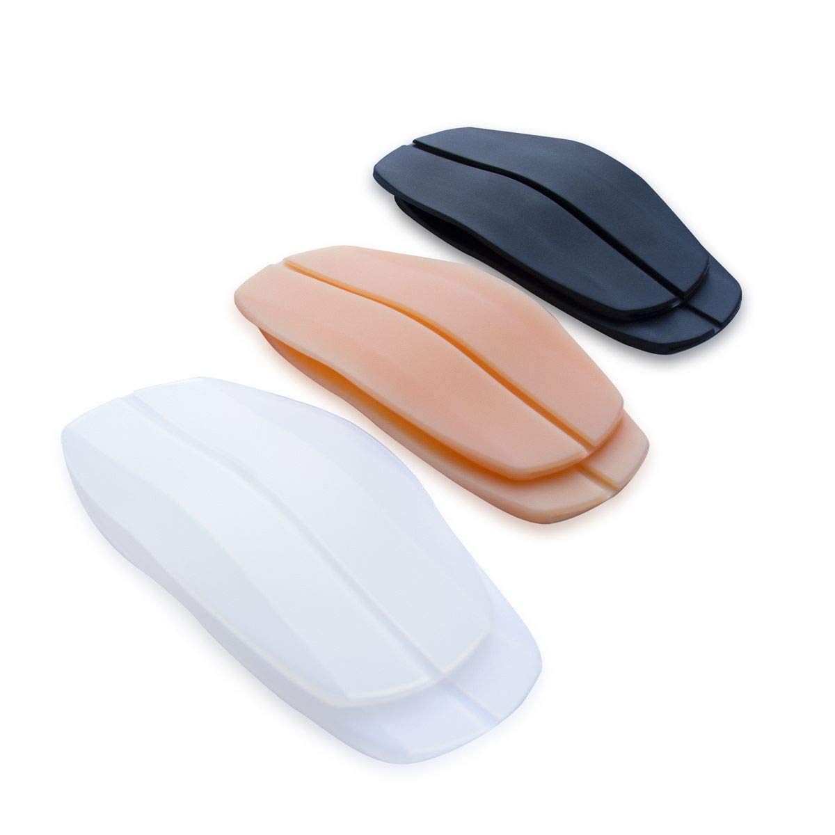 Fashionato Silicone Bra Strap Cushions for Women - Non-Slip Shoulder Pads with Adjustable Comfort - 3 Pairs (White, Black, Beige) - Perfect for Strapless Dresses, Tank Tops & Everyday Wear