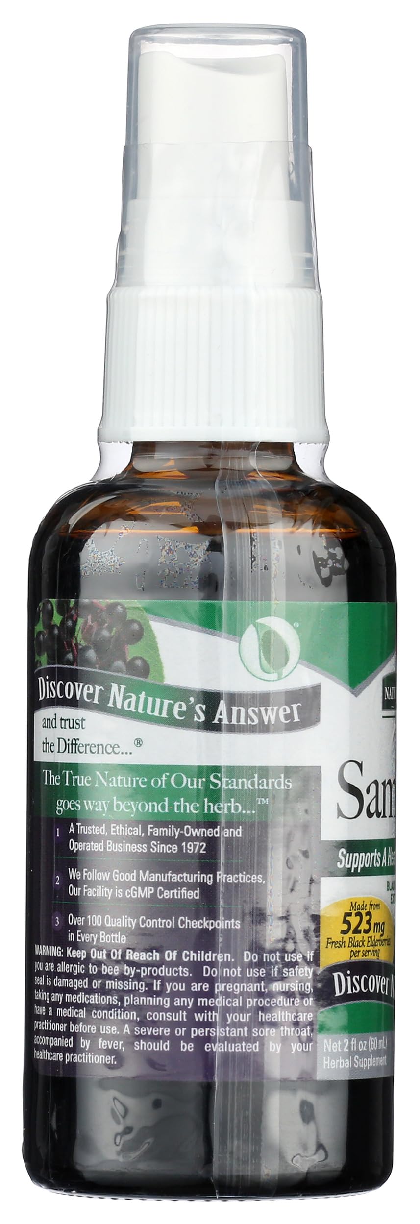 Nature's Answer Sambucus Elderberry Immune Support Spray, 2 fl oz - Boost Immunity & Fight Colds, Perfect for Travel & Daily Wellness