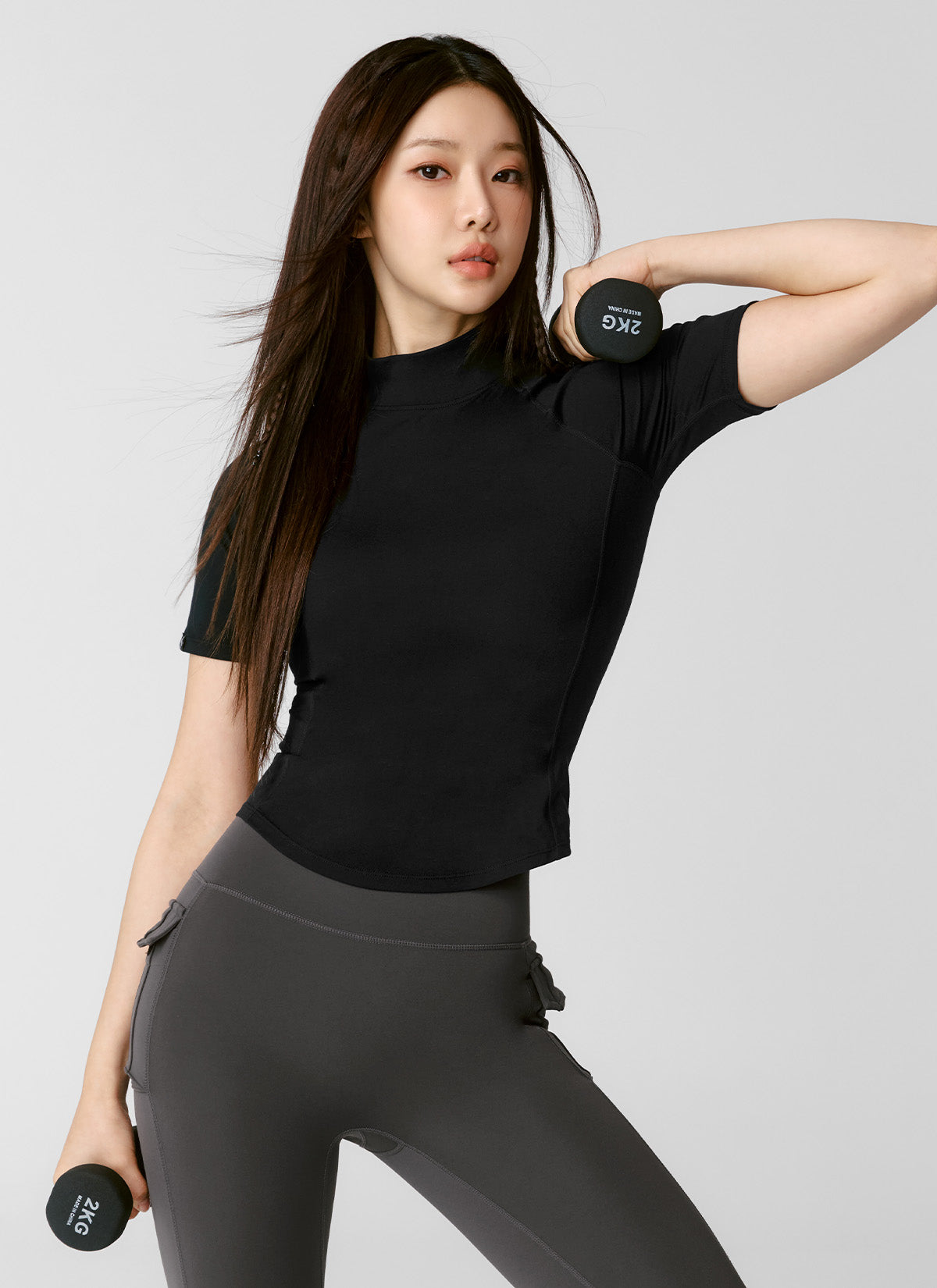 Peach-Colored Mock Neck Short Sleeve T-Shirt for Women - Casual Summer Top for Outfits, Dating & Office Wear