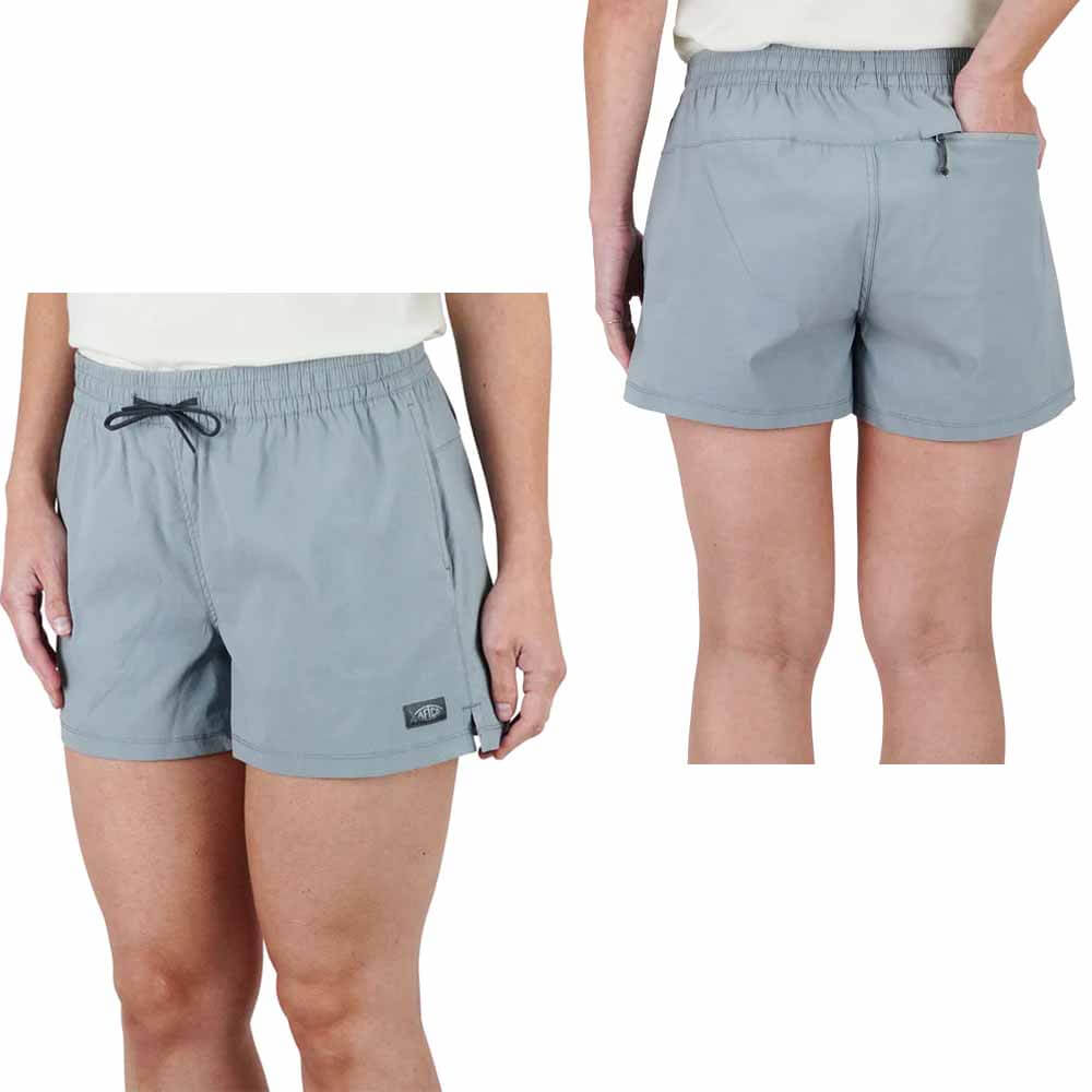 AFTCO Harbor Gray Cloudbreak Volley Women's Shorts - Quick-Dry, UPF 50+ Beach Volleyball Shorts for Women - Perfect for Beach Sports, Surfing & Outdoor Activities