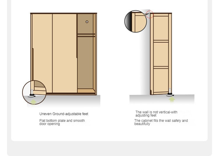 Solid Oak Wood Sliding Door Wardrobe Closet - Modern Storage Solution for Bedroom, Living Room & Office