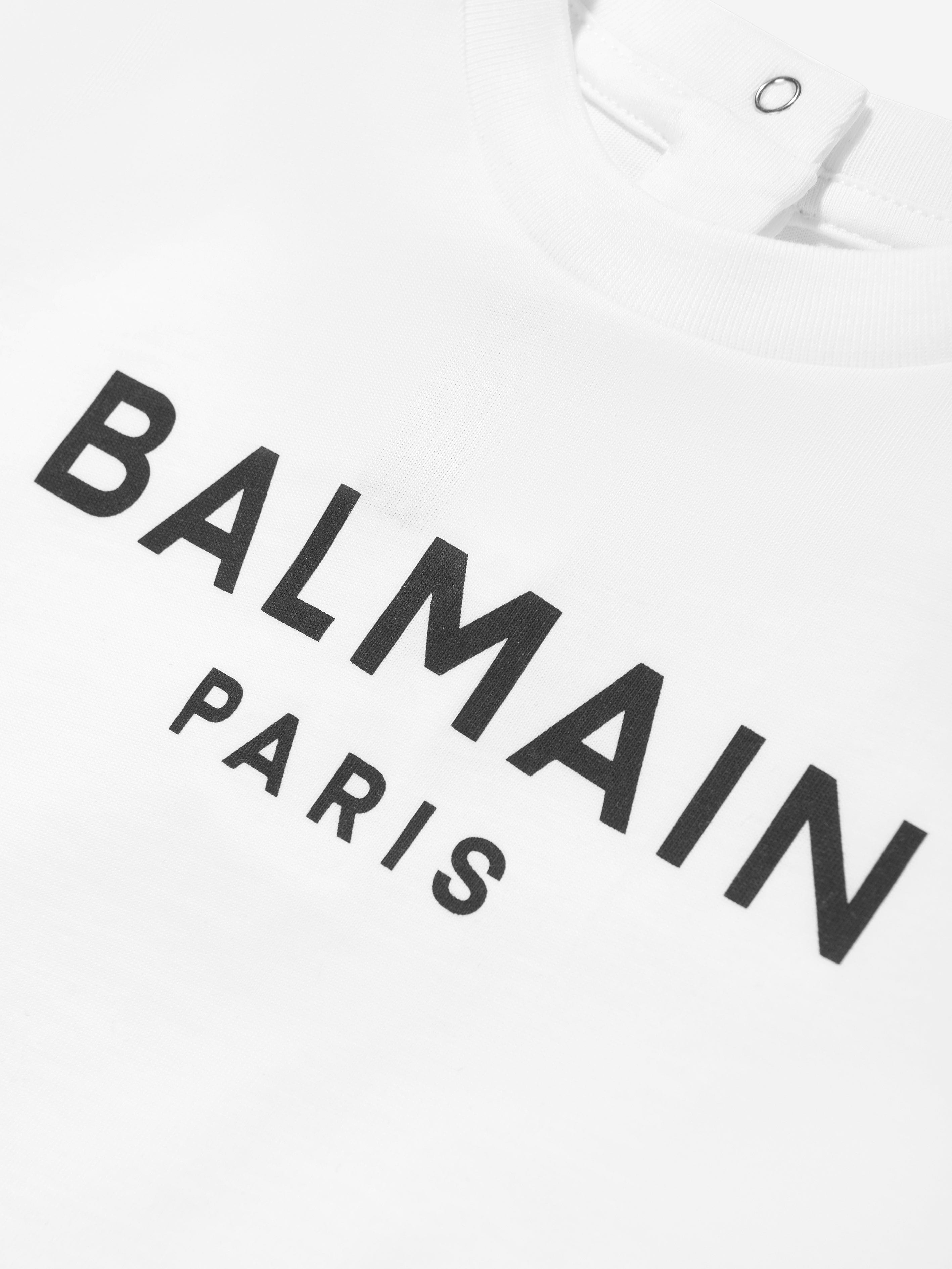 Balmain Baby Logo White T-Shirt for Men - Stylish Cotton Tee for Casual Wear, Street Fashion & Everyday Outfits