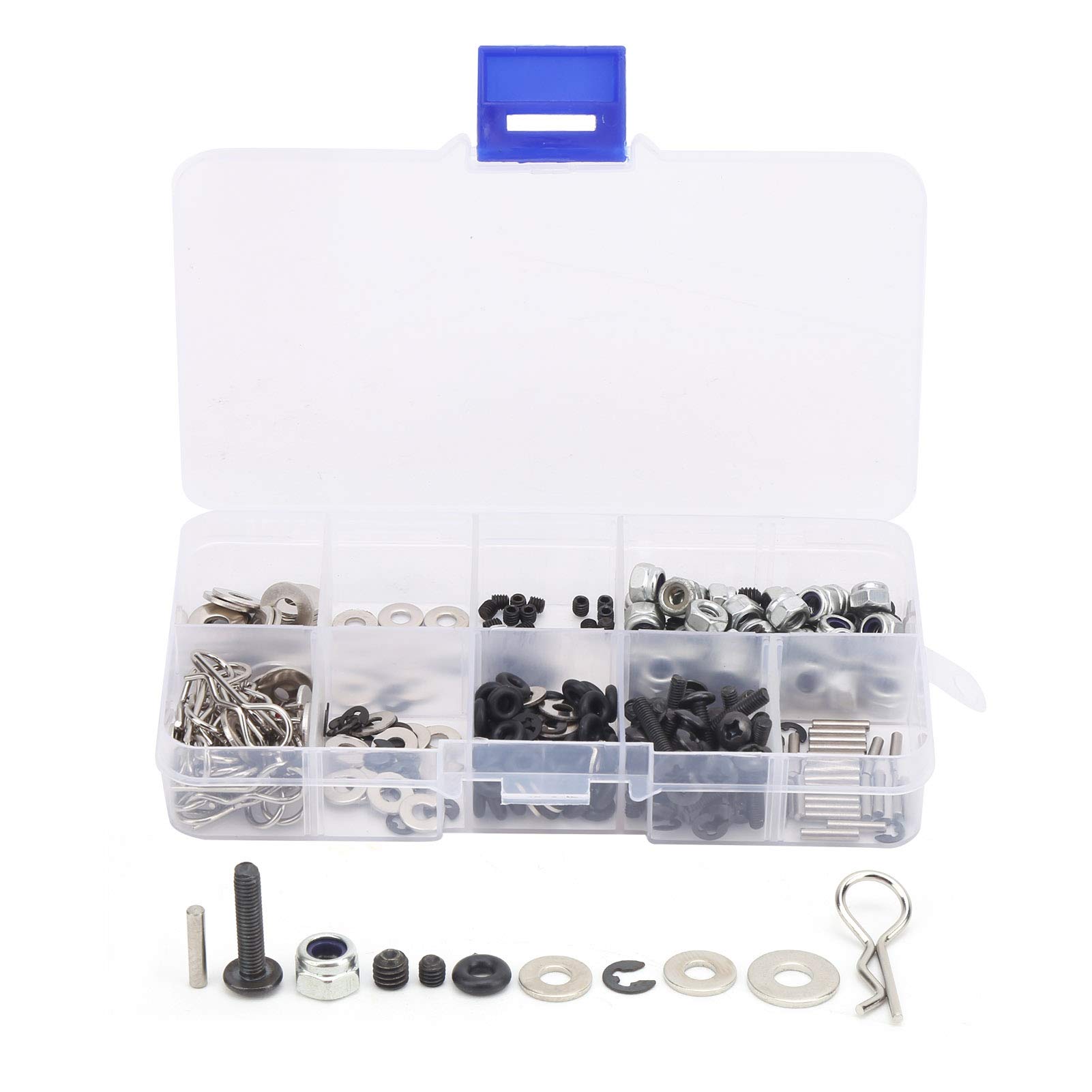 Premium Kadimendium Screw Kit for HSP 1/10 RC Cars - 300pcs Nuts, Bolts & Washers Set with Pocket Screw Jig - Durable Car Model Fasteners Accessories - Perfect for RC Car Repair, Maintenance and Upgrades