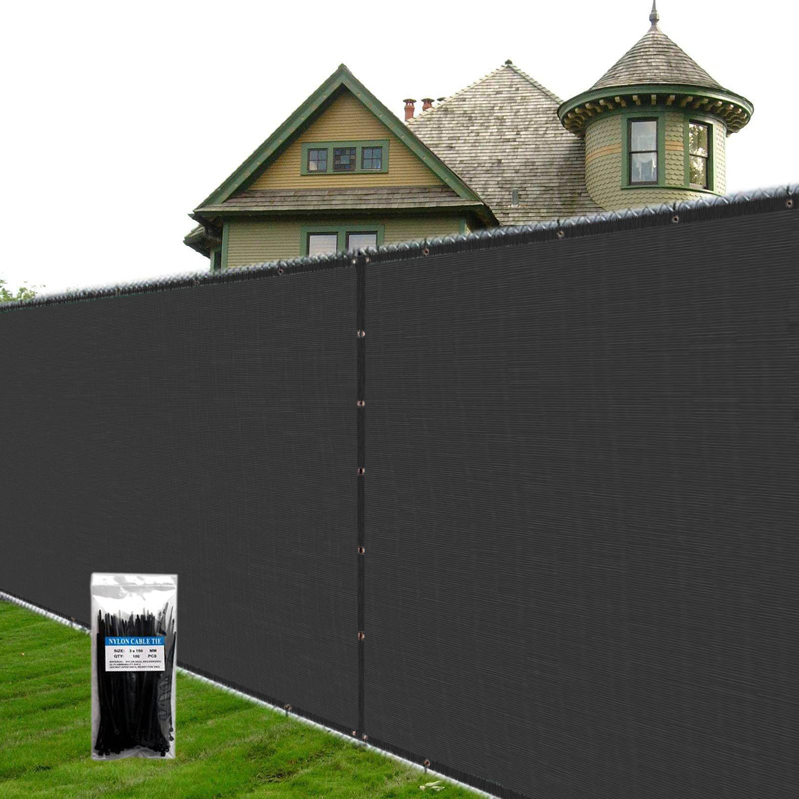 5' x 190' Black Privacy Fence Screen - 160 GSM Commercial Grade UV Block Mesh Windscreen | Custom Sizes Available | Perfect for Backyard Privacy, Pool Enclosures & Outdoor Events