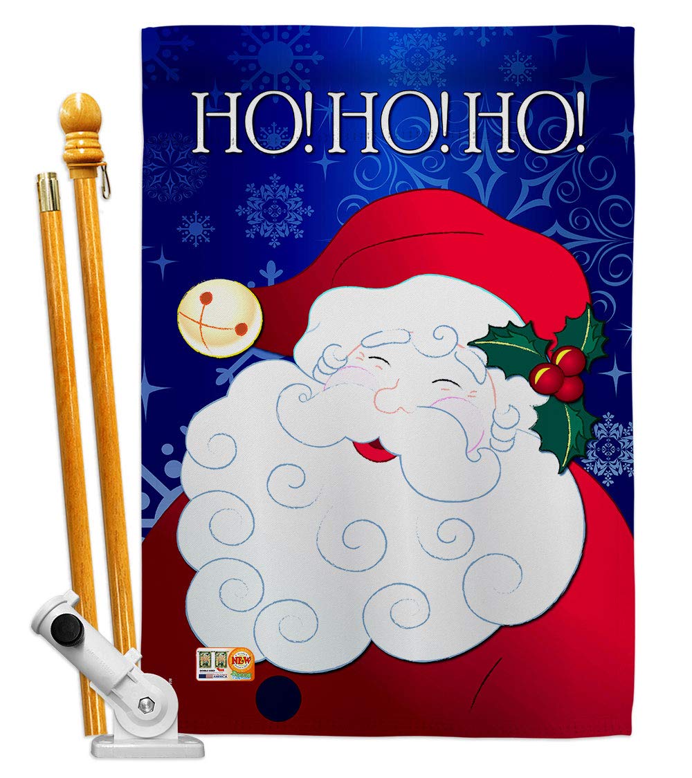 Santa Ho Winter Christmas House Flag Set 28x40