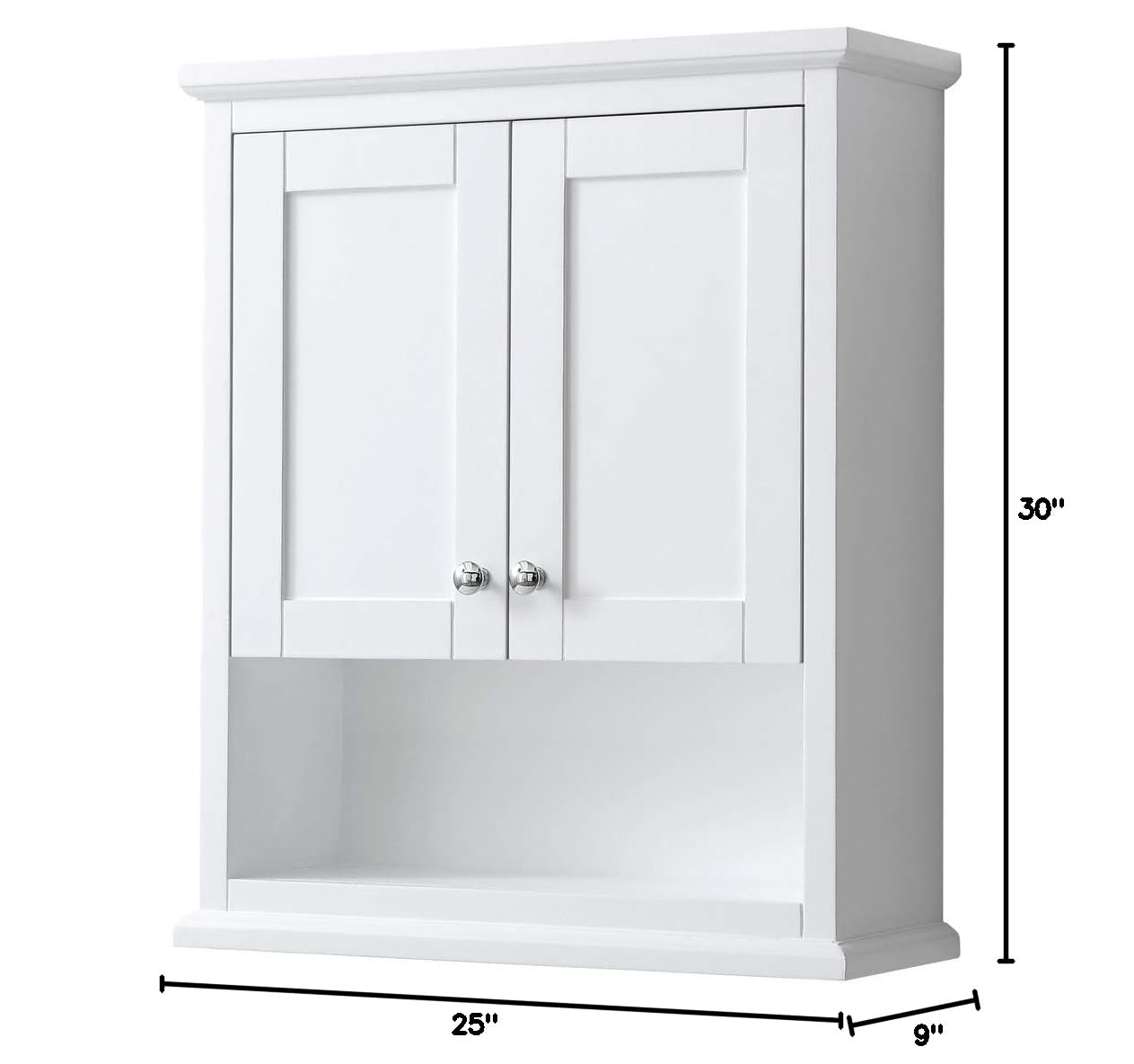 Wyndham Collection Avery White Wall-Mounted Bathroom Storage Cabinet - Space-Saving Organizer for Towels, Toiletries & Bath Essentials