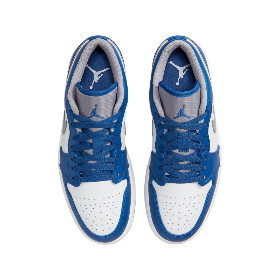 Air Jordan 1 Low Sneakers - True Blue, Cement Grey & White Colorway - Men's Basketball Shoes for Casual Wear & Street Style