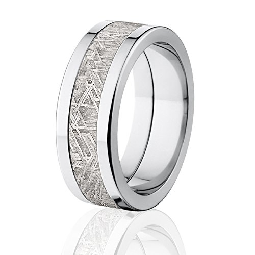 8mm Flat Meteorite Wedding Rings for Men & Women - Elegant & Durable