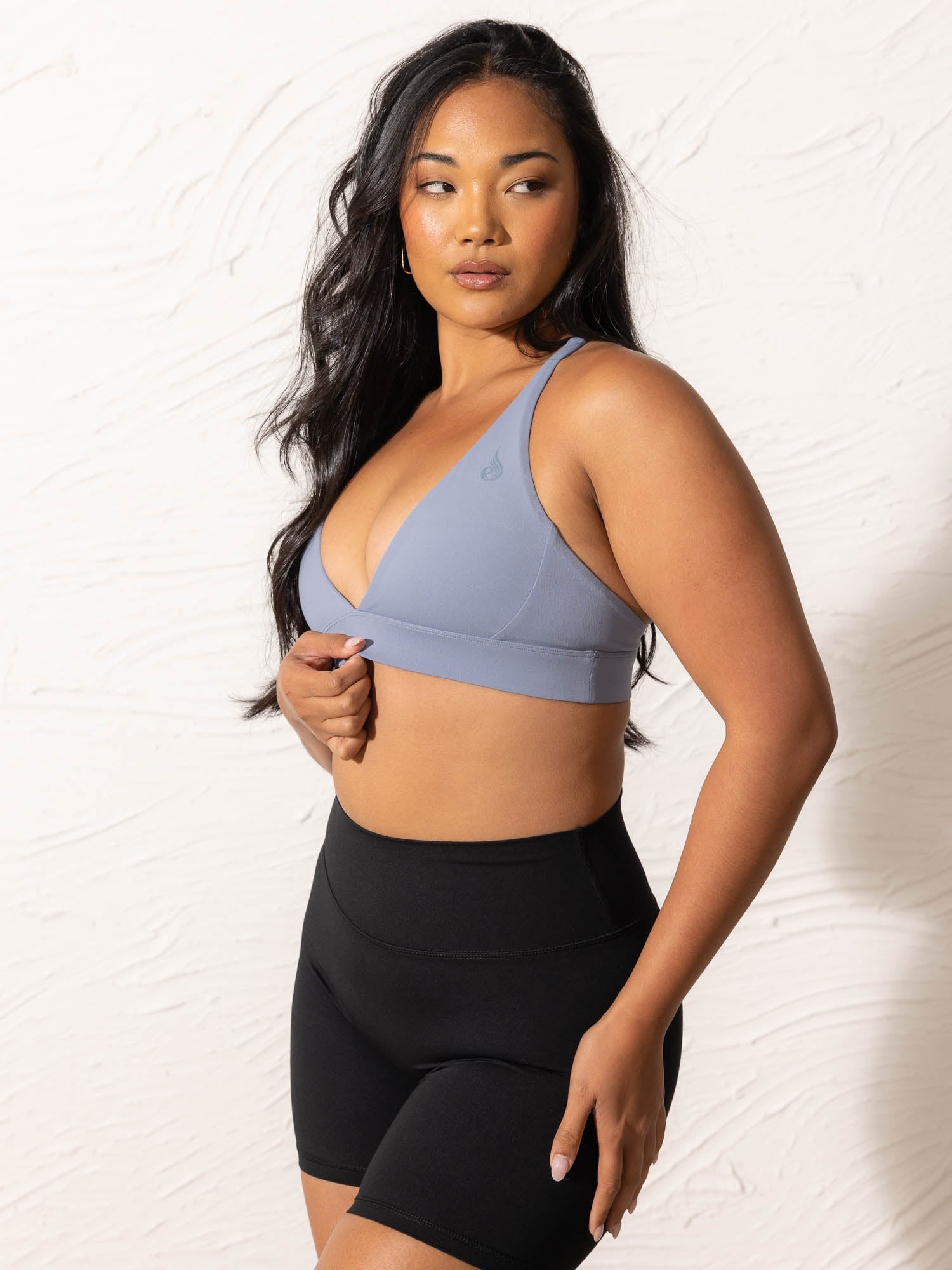 NKD Low Neck Sports Bra for Women - Denim Blue - Comfortable Workout & Yoga Top for Active Lifestyles