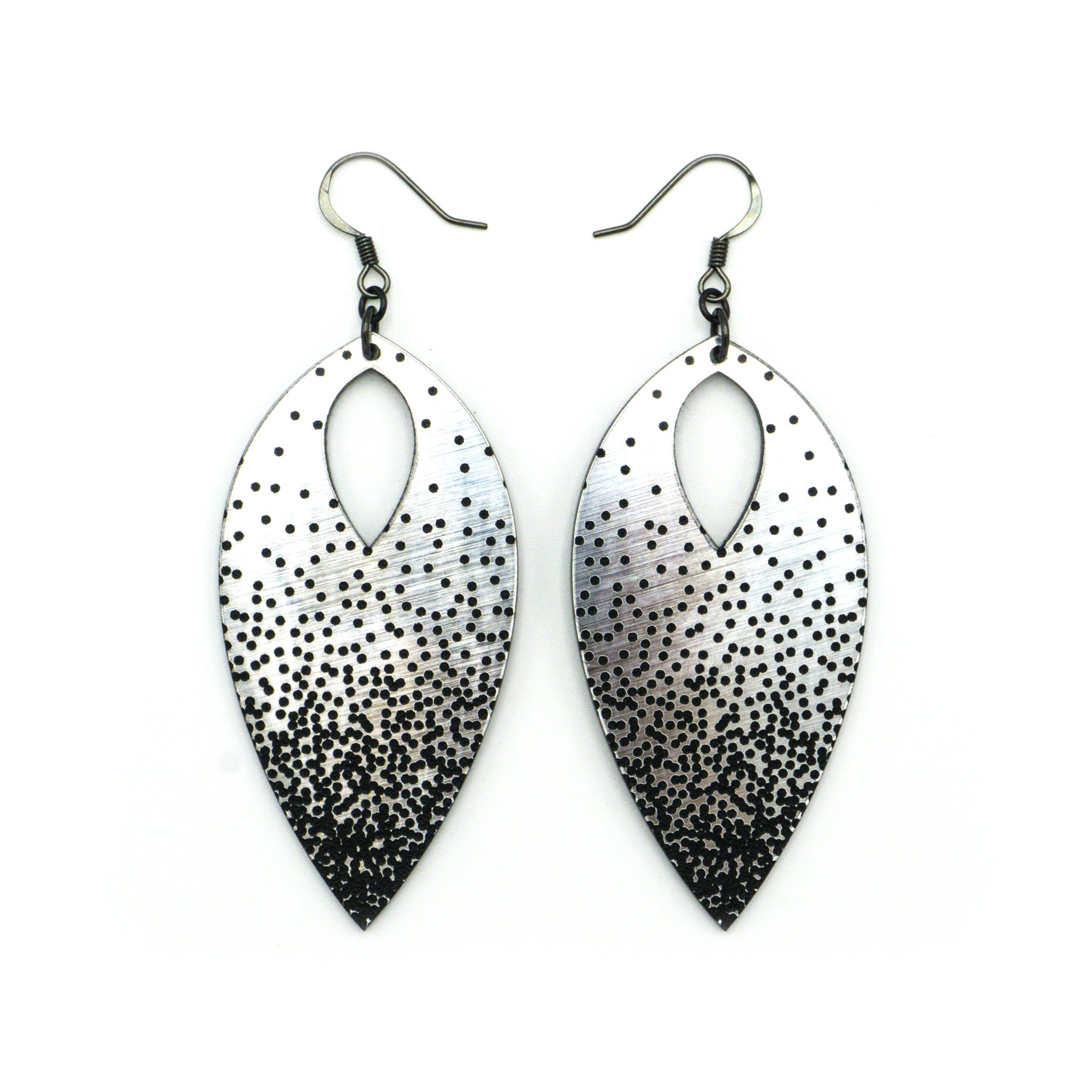 Spark Gradient Acrylic Earrings - Brushed Silver & Black | Stylish & Lightweight Dangle Earrings for Women | Perfect for Parties, Weddings & Everyday Wear