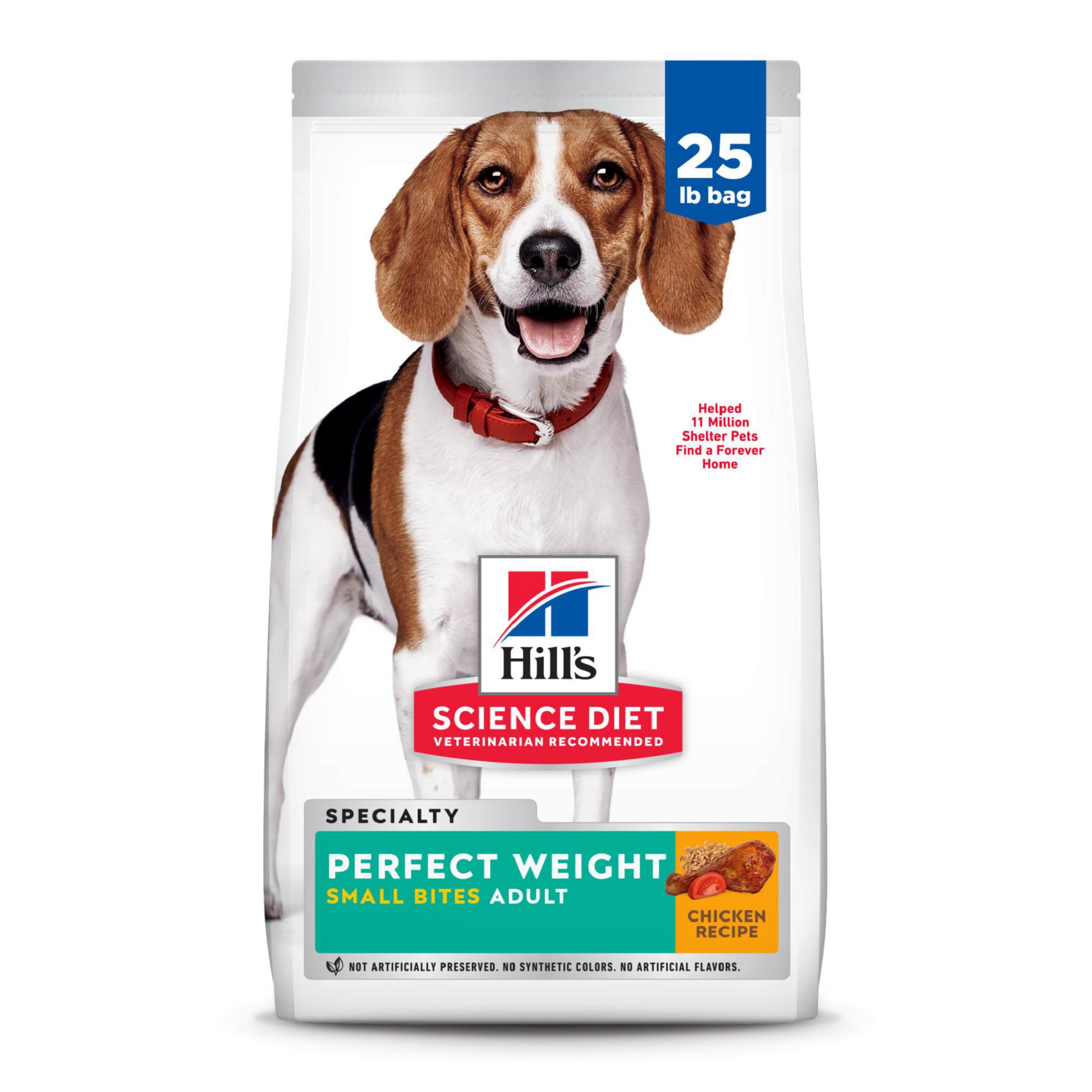 Hill's Science Diet Perfect Weight Dry Dog Food - Chicken Recipe for Adult Dogs 1-6 Years, Small Kibble Weight Management Support, 25 lb Bag - Ideal for Overweight Dogs & Healthy Weight Maintenance