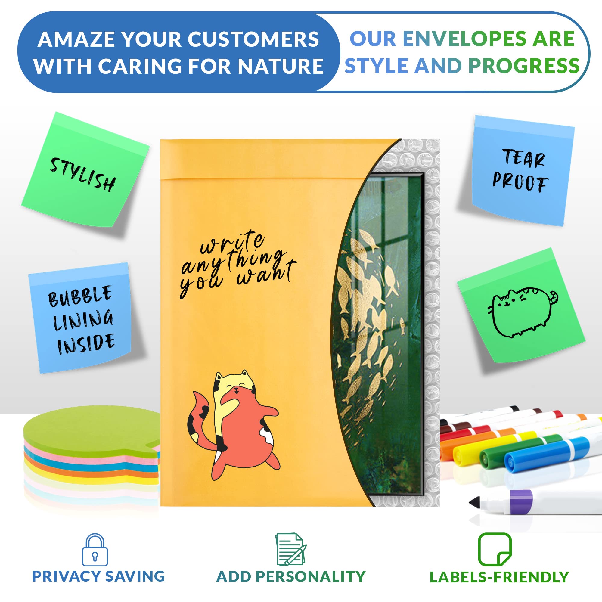 200 Pack 10.5x15 Inch Yellow Kraft Bubble Mailer Envelopes - Self Seal, Waterproof & Tear-Resistant Padded Mailing Envelopes | Perfect for Ecommerce Shipping, Small Business Packaging, Amazon FBA & USPS Mailers
