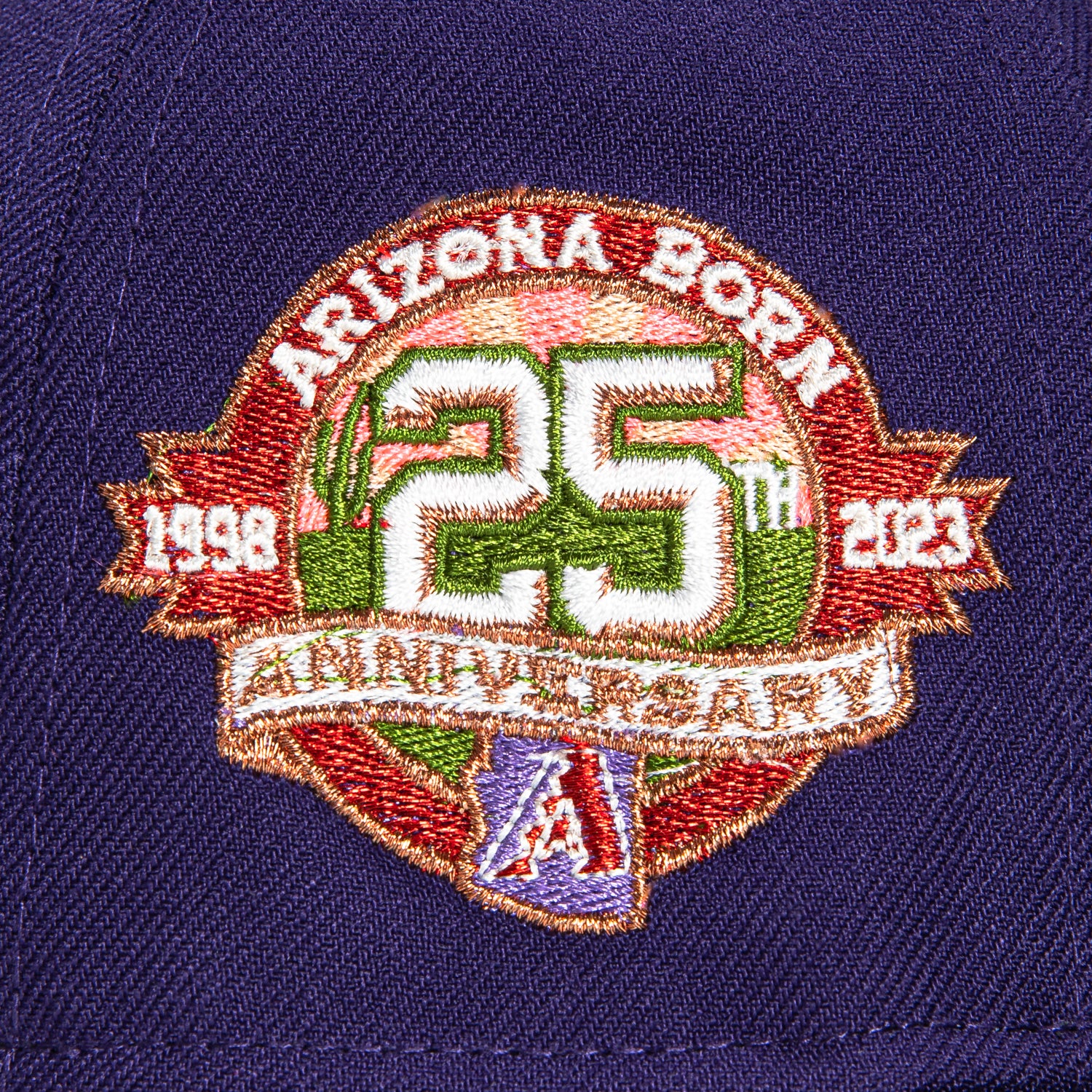 New Era 59Fifty Arizona Diamondbacks 25th Anniversary Patch Snapback Hat - Purple, Black & Red - Perfect for Baseball Games, Fan Collections & Streetwear Fashion