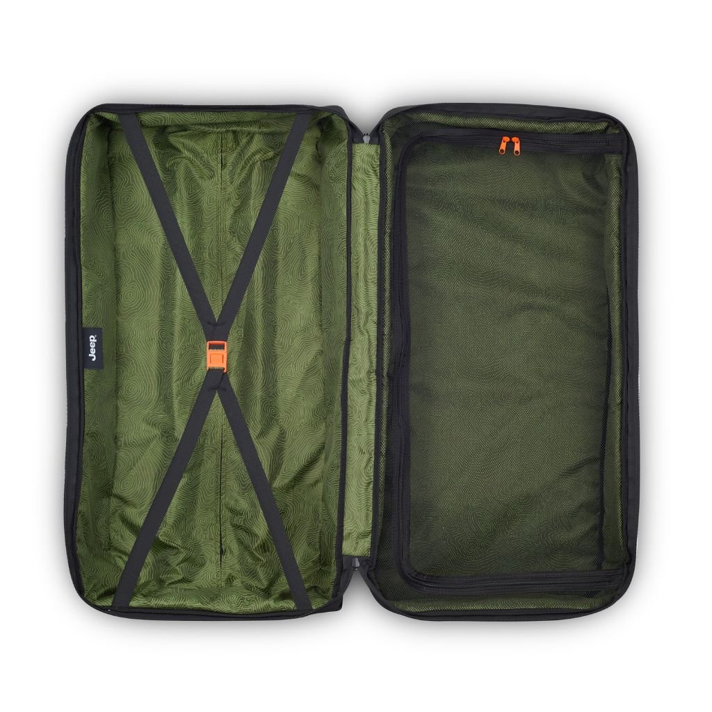 Jeep 2 Wheel 32.5 Inch Rolling Duffle Bag - Black Travel Luggage for Camping, Gym & Weekend Getaways | Heavy Duty Spinner Suitcase with Smooth Wheels