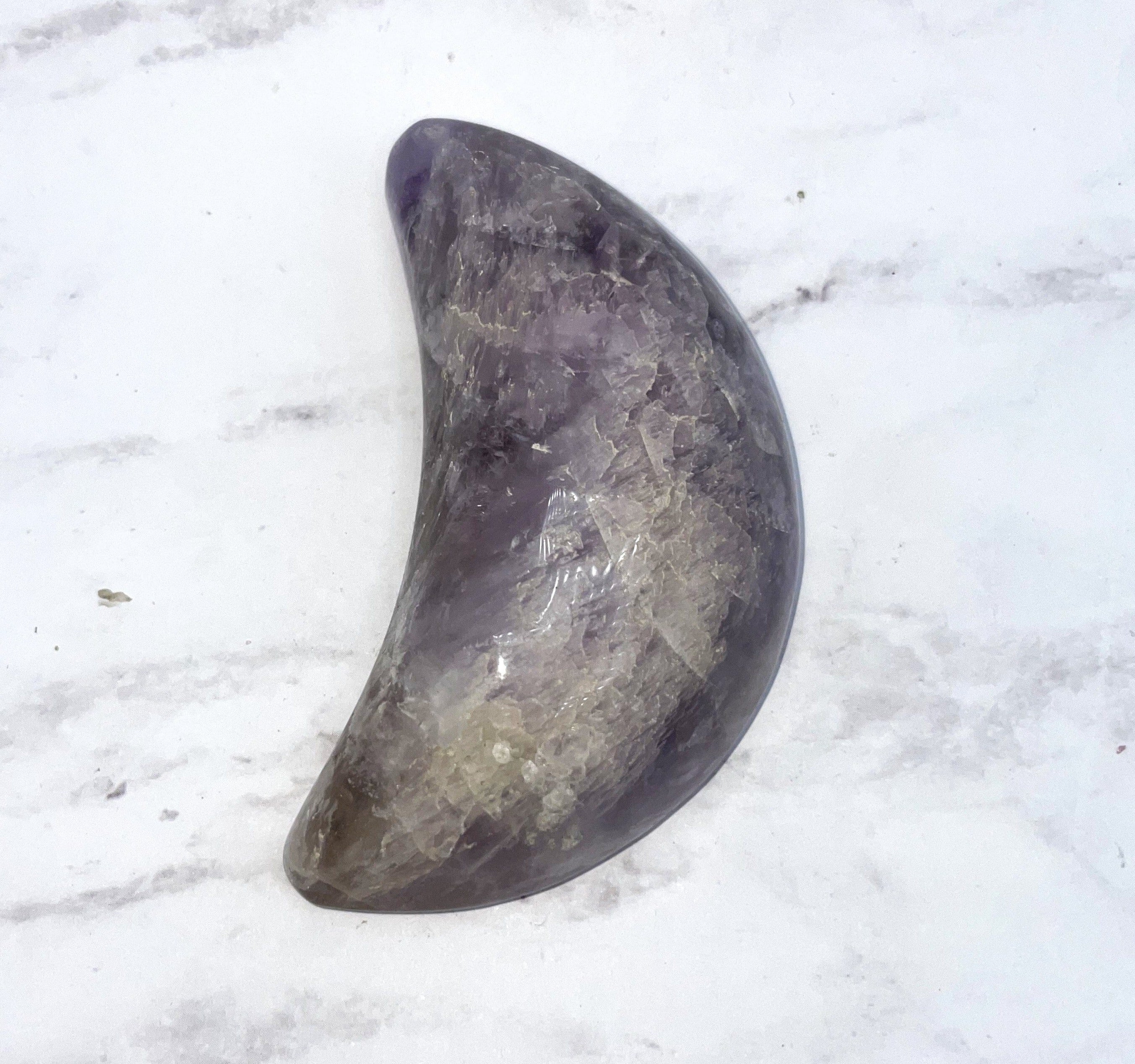 Natural Ametrine Moon Carving - Healing Crystal for Meditation, Yoga & Spiritual Decor - Perfect for Home, Office & Gift Giving