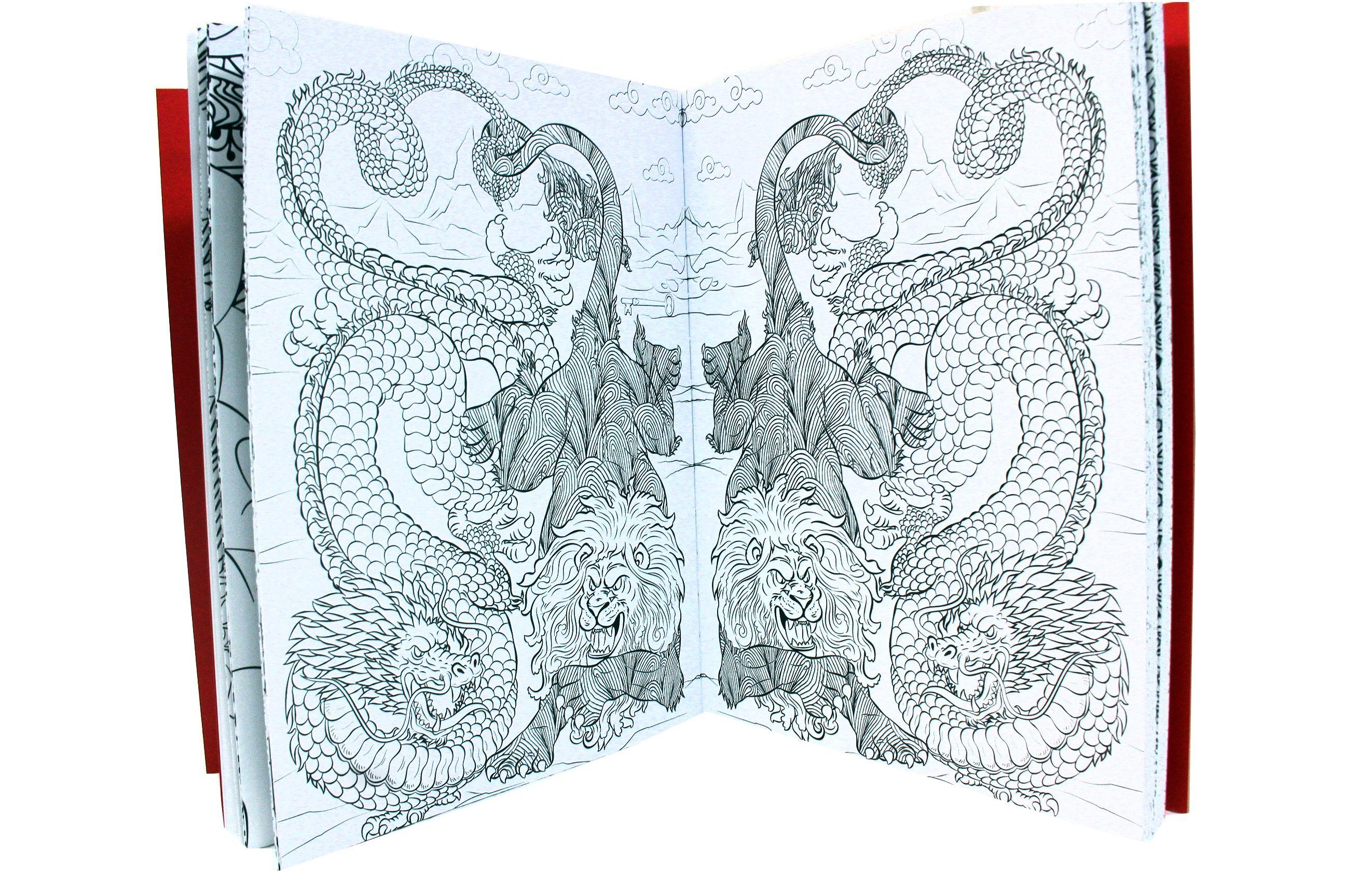 Premium 4-Pack Coloring Books for Adults - Floral, Tree, Dragon & Mehndi Designs | Hardback Art Therapy Collection by David Stewart | Perfect for Stress Relief, Mindfulness & Creative Relaxation
