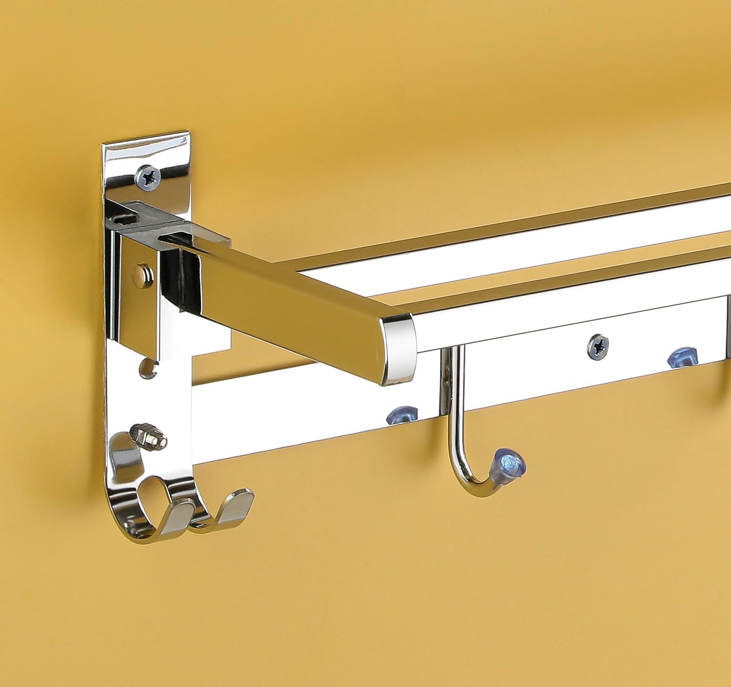 Raxon Innovation 24-Inch Stainless Steel Folding Towel Rack - Heavy Duty Bathroom Towel Holder & Stand with Wall Mount - Space Saving Storage Solution for Towels, Robes & Bathroom Accessories (Pack of 1) - Perfect for Small Bathrooms, Apartments & Laundry Rooms
