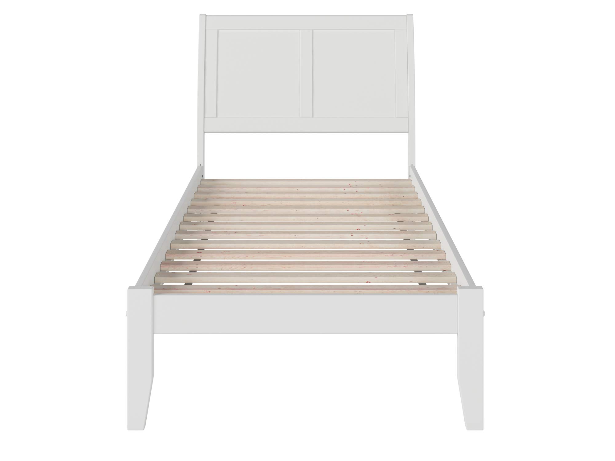 AFI Portland Twin Size Platform Bed Frame with USB Charging Ports - Modern White Wooden Bed for Kids & Teens - Perfect for Small Bedrooms & Dorm Rooms
