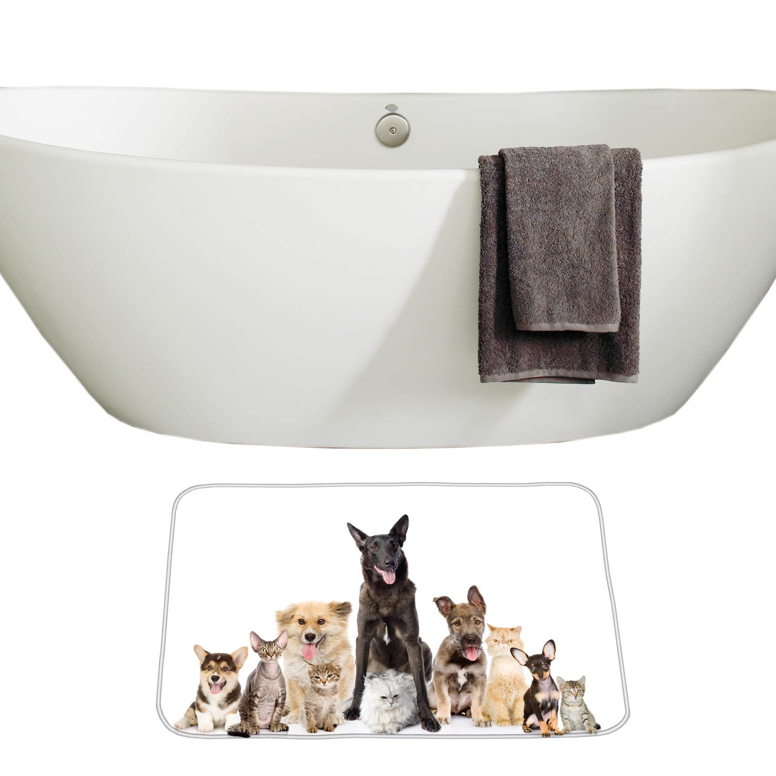 3-Piece Non-Slip Bathroom Rug Set - Corgi Dog & Cat Themed Toilet Seat Cover, Lid Cover & Pedestal Mat for Pet Lovers | Cozy & Safe Bathroom Decor for Homes with Pets