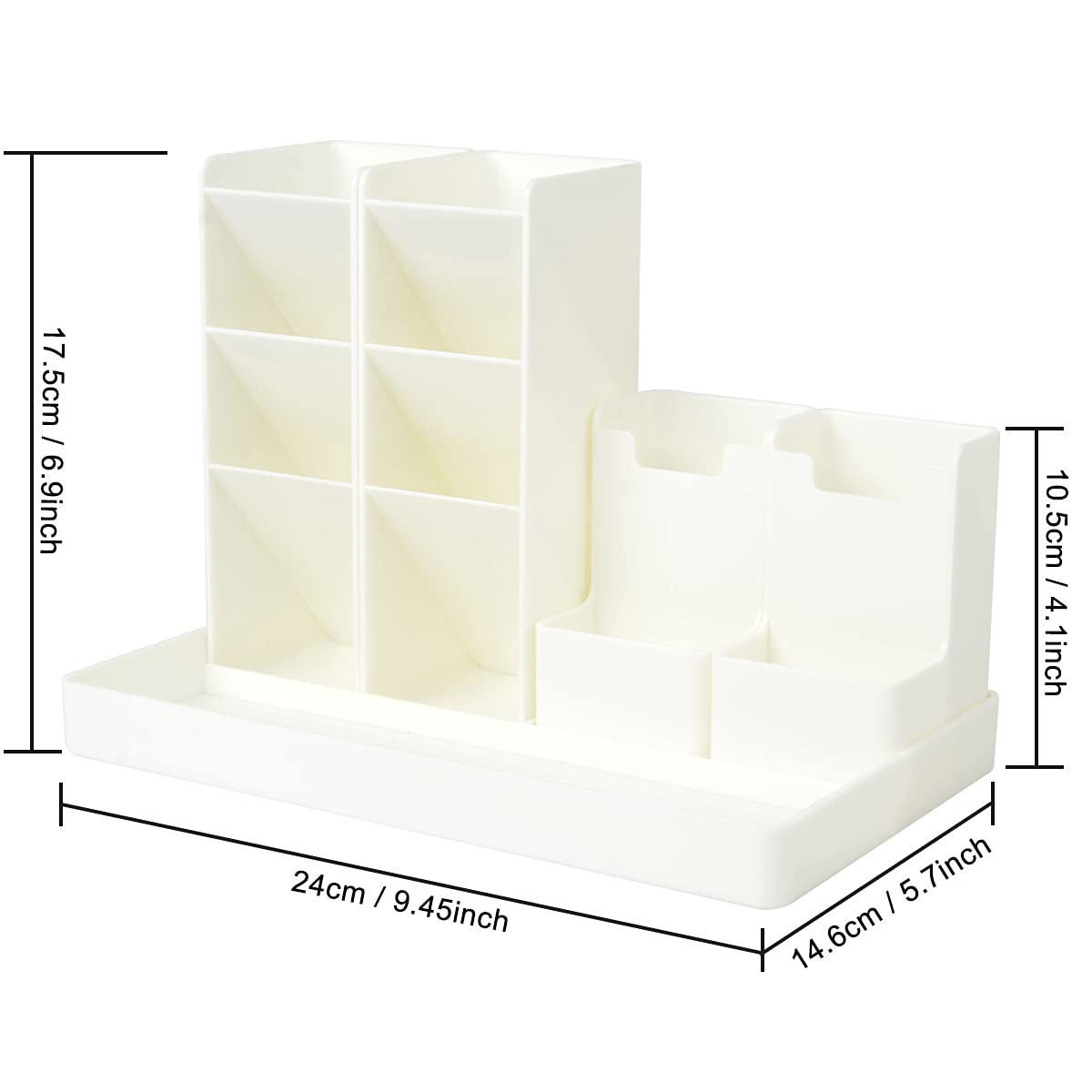Multi-Functional Desk Organizer with Pencil Holder & Storage Baskets - Office Supplies Caddy for Desktop Accessories, School & Home Office Organization - Milky White | Perfect for Workspace Decluttering & Stationery Storage