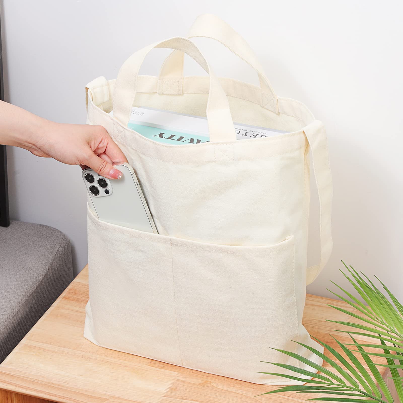 Lily Queen Canvas Tote Bag for Women - Durable Cotton Shoulder Bag Set of 2 - Perfect for Shopping, Beach, Work & Travel Accessories