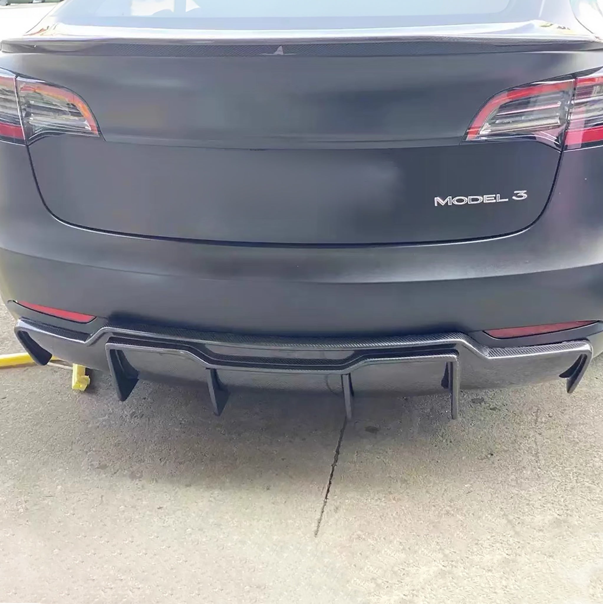 Premium Real Carbon Fiber V-Style Rear Diffuser for Tesla Model 3 (2017-2023) - Enhance Aerodynamics & Sporty Look for Street Racing & Car Shows