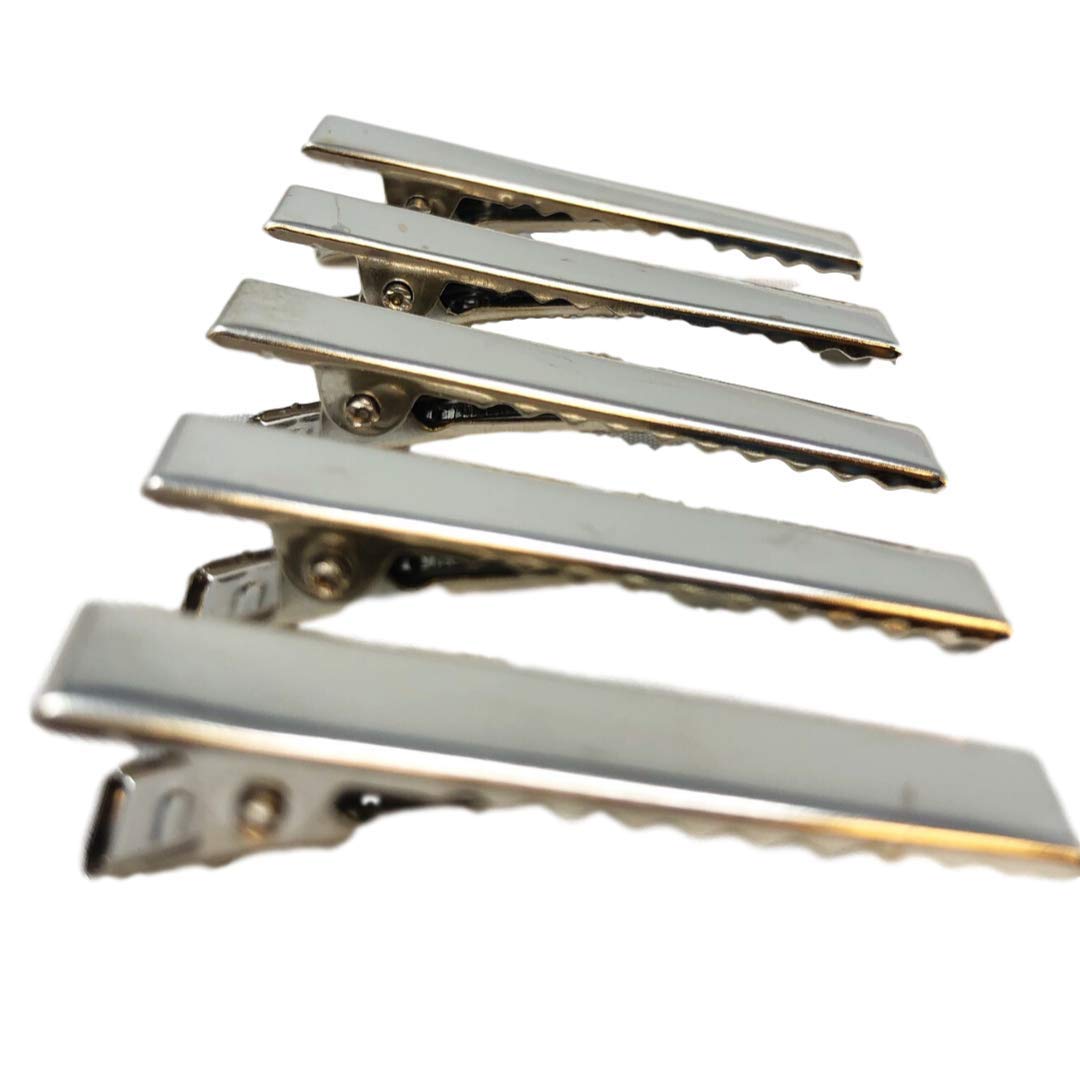 BANBERRY DESIGNS Silver Alligator Clips 100 Pack - 1.5 Inch Hair Clips for DIY Bows, Crafts & Hair Accessories - Perfect for Scrapbooking, Gift Wrapping & Party Decorations